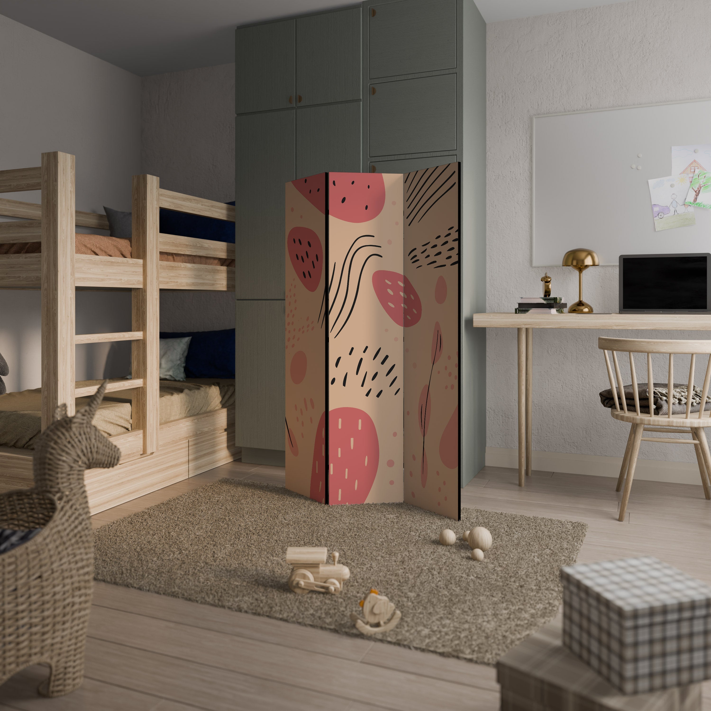 APRICOT FRENZY Decorative 3-Panel Room Divider