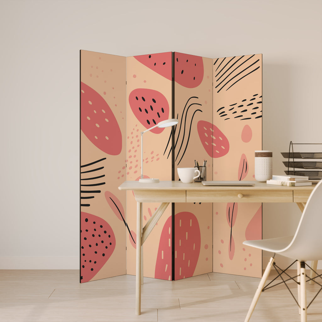 APRICOT FRENZY 4-Panel Room Divider