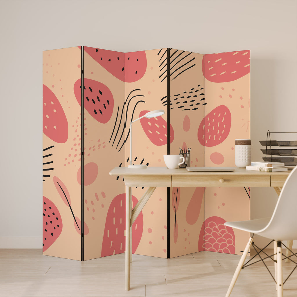 APRICOT FRENZY Decorative 5-Panel Room Divider