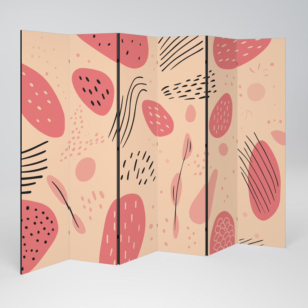 APRICOT FRENZY Decorative 6-Panel Room Divider