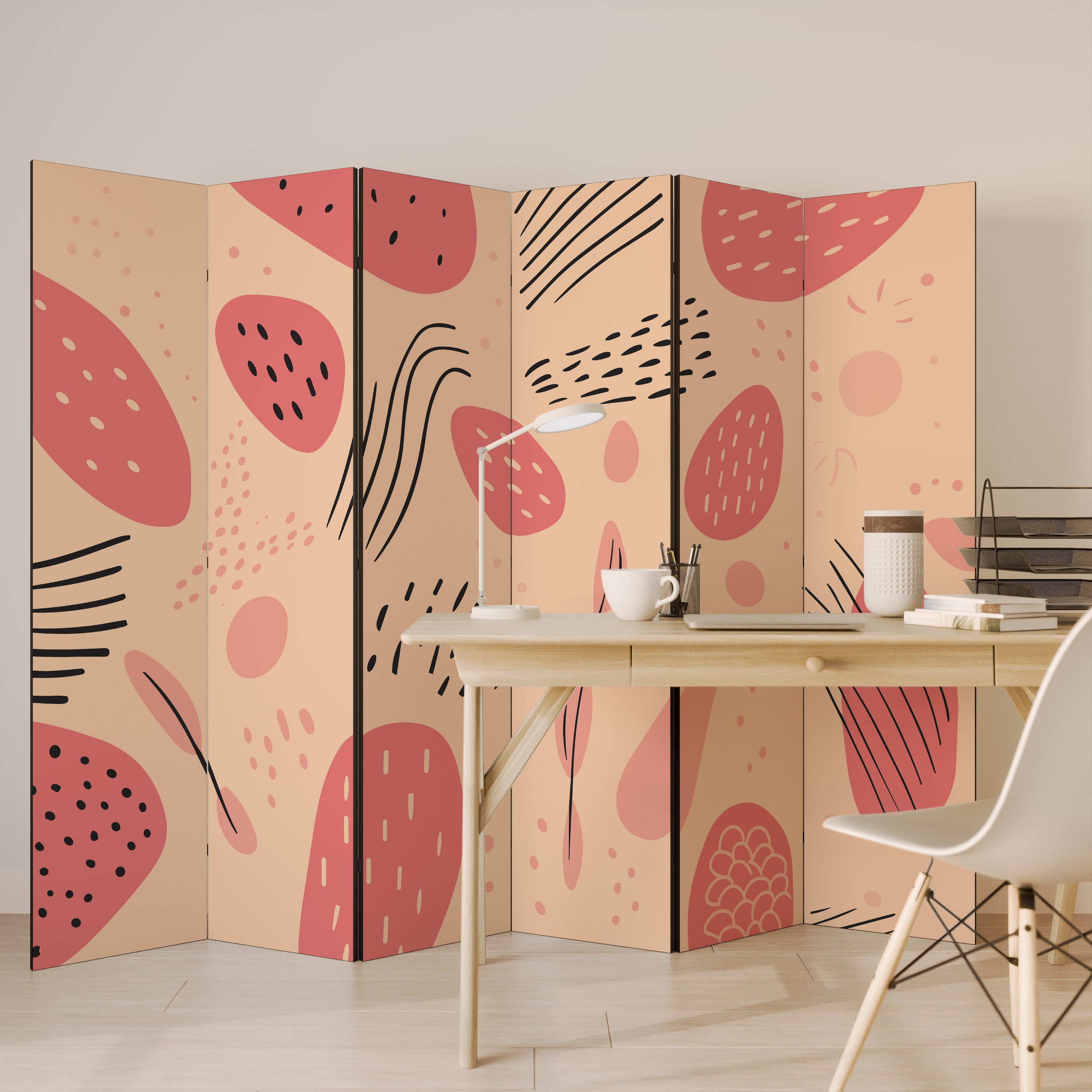 APRICOT FRENZY 6-Panel Room Divider
