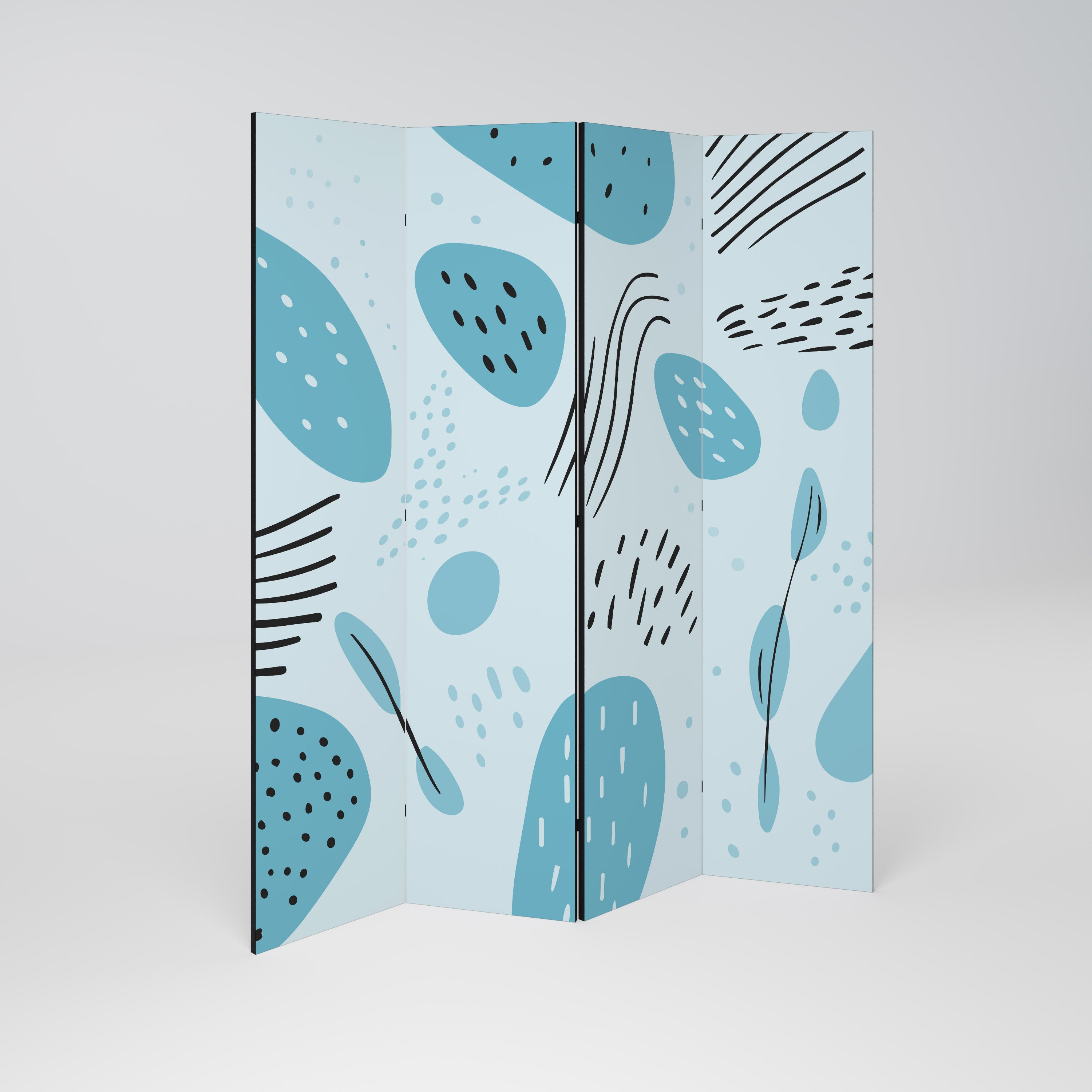 GREENISH FRENZY 4-Panel Room Divider