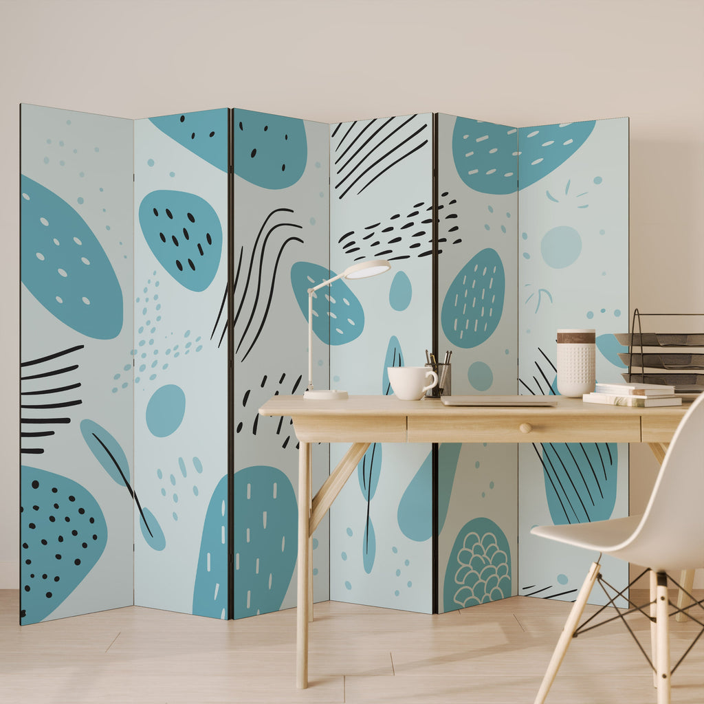 GREENISH FRENZY Decorative 6-Panel Room Divider