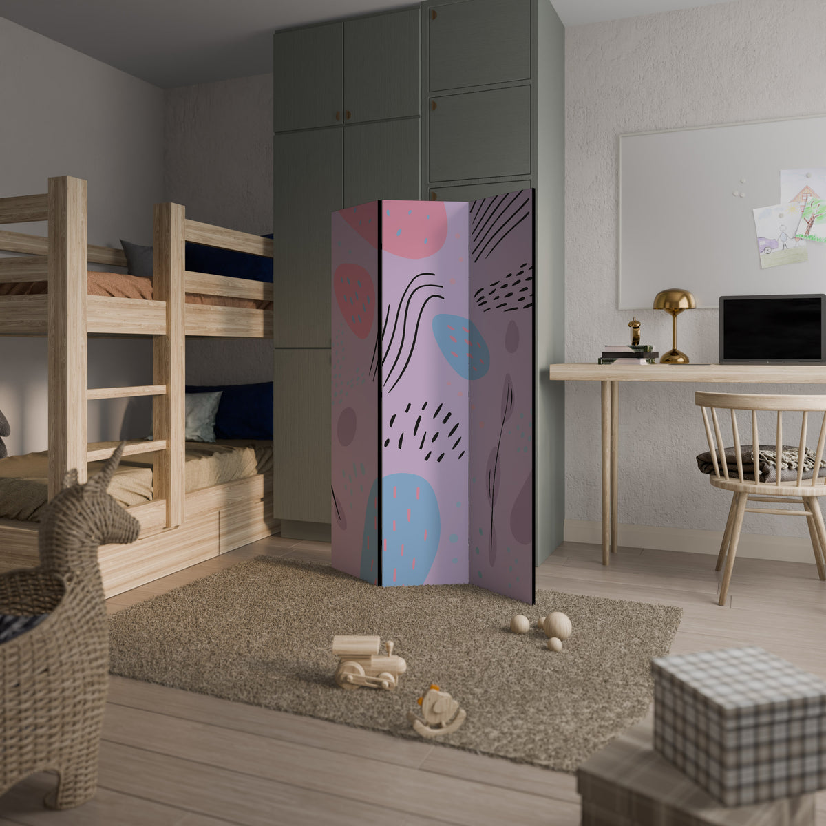 PINKY FRENZY 3-Panel Room Divider