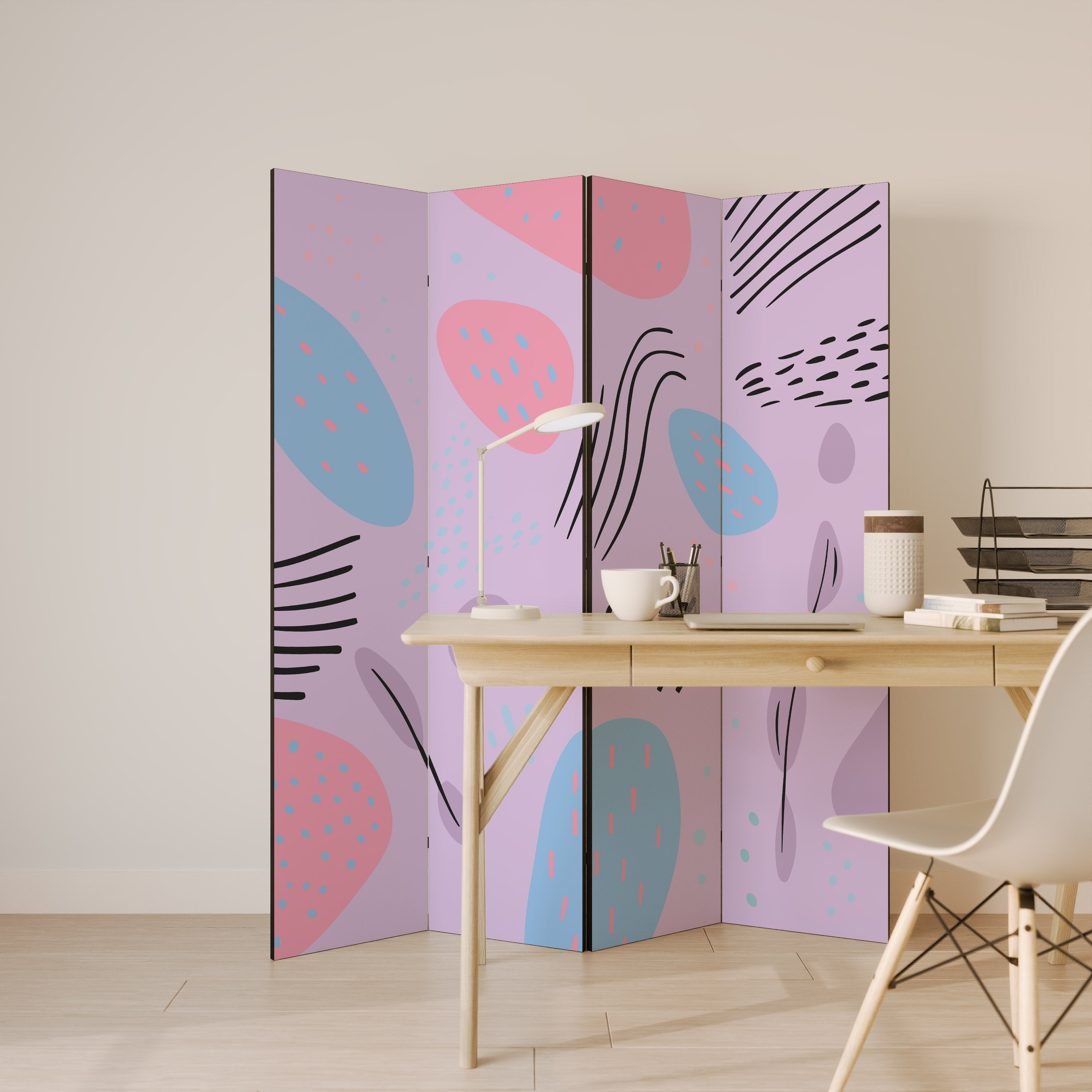 PINKY FRENZY 4-Panel Room Divider