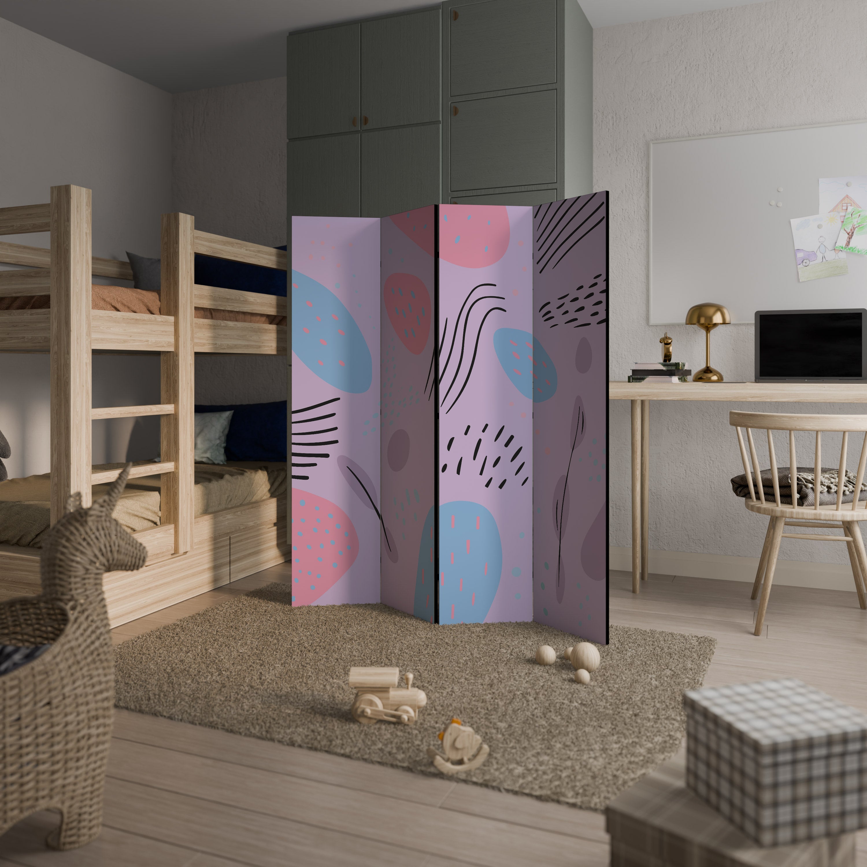 PINKY FRENZY 4-Panel Room Divider