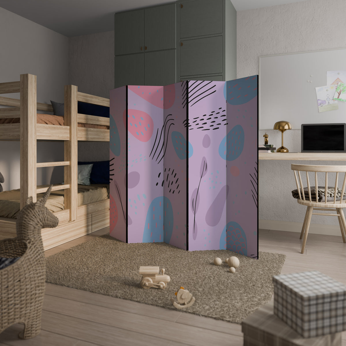 PINKY FRENZY 5-Panel Room Divider