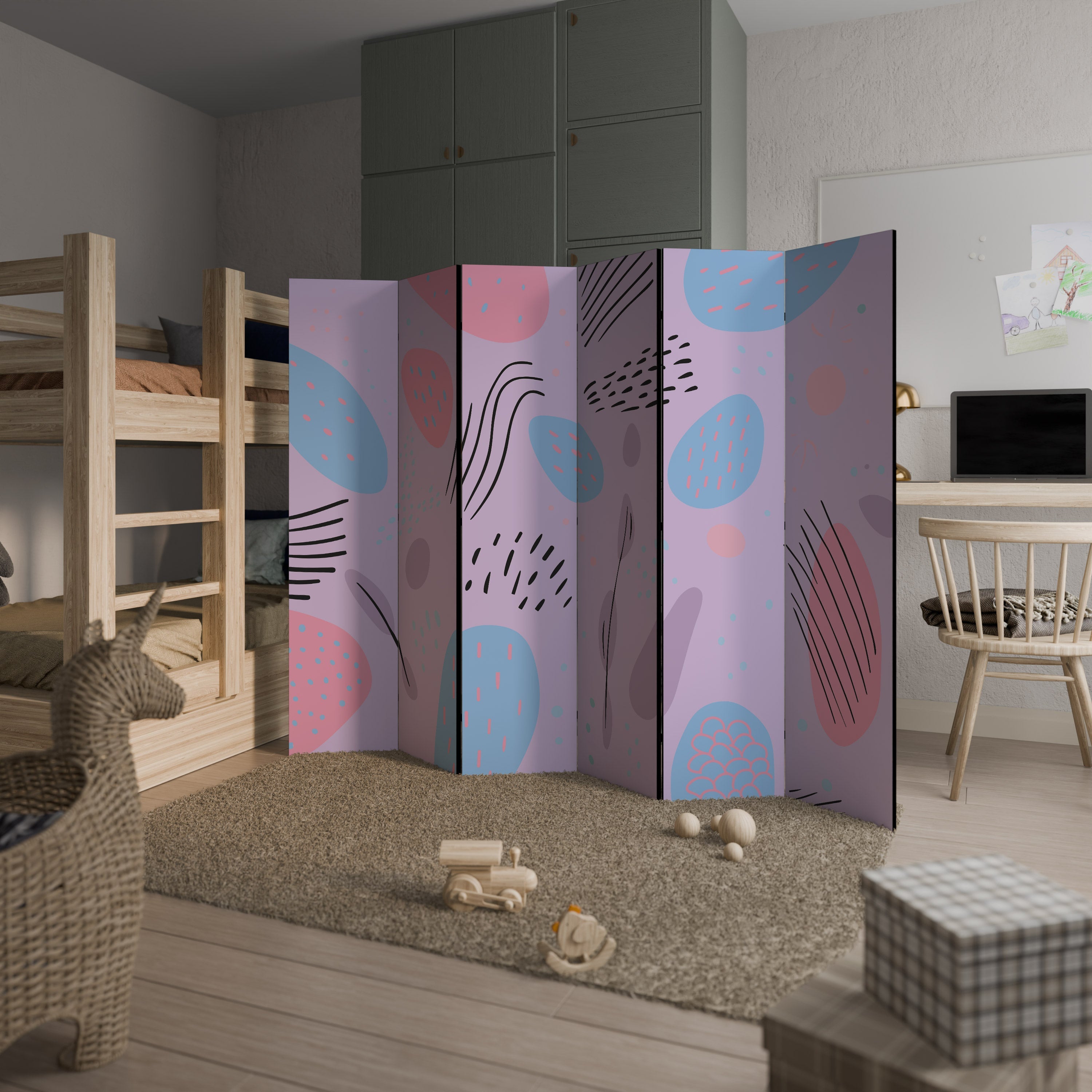 PINKY FRENZY Decorative 6-Panel Room Divider