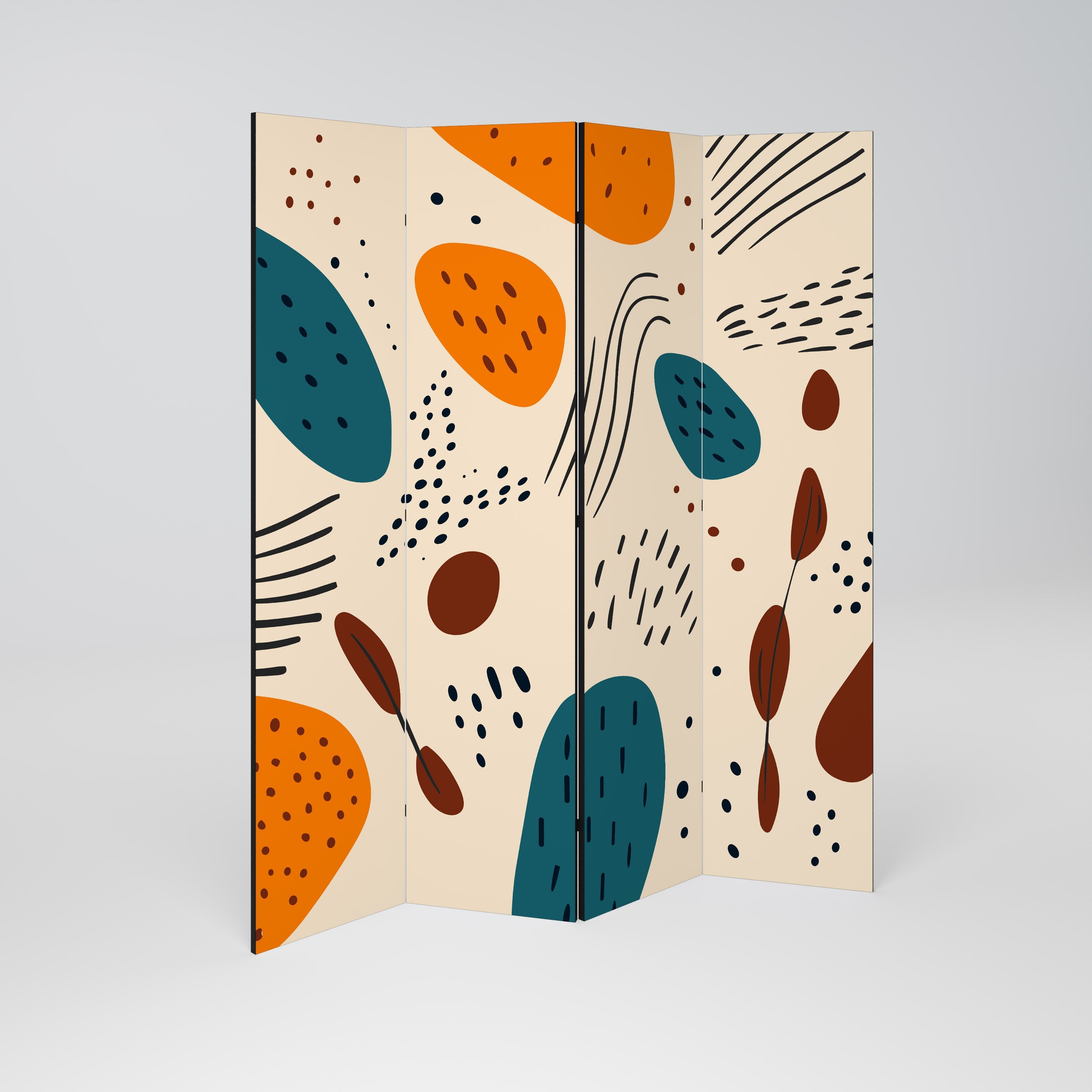 VIBRANT FRENZY Decorative 4-Panel Room Divider