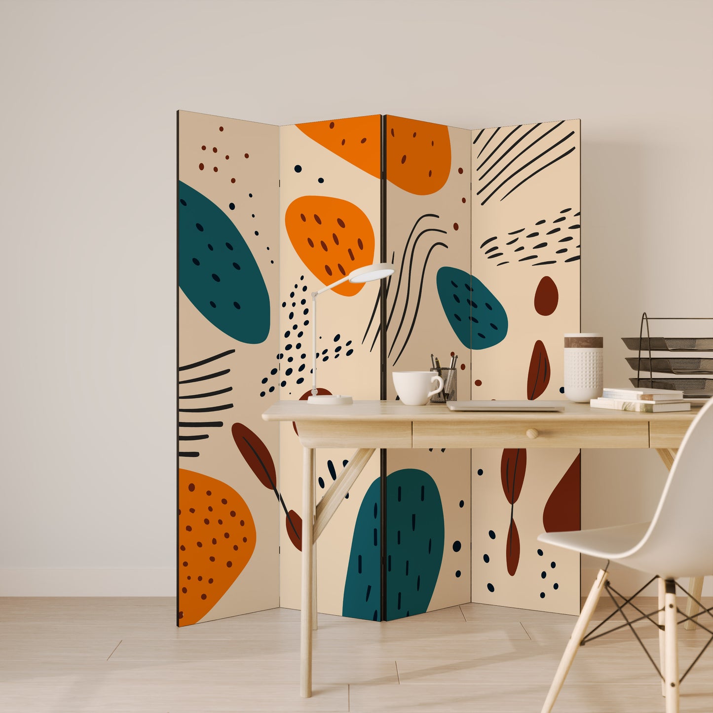 VIBRANT FRENZY 4-Panel Room Divider