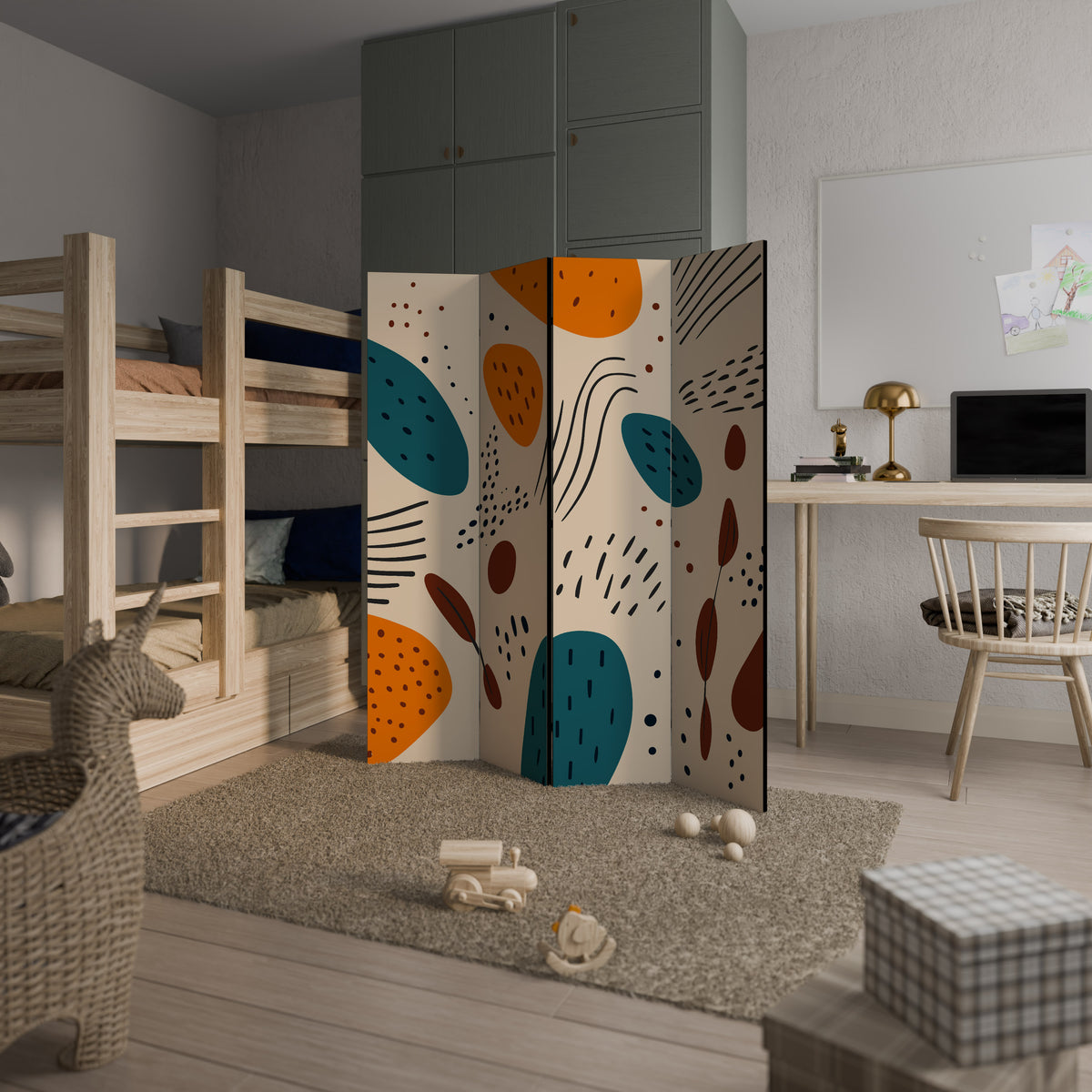 VIBRANT FRENZY 4-Panel Room Divider