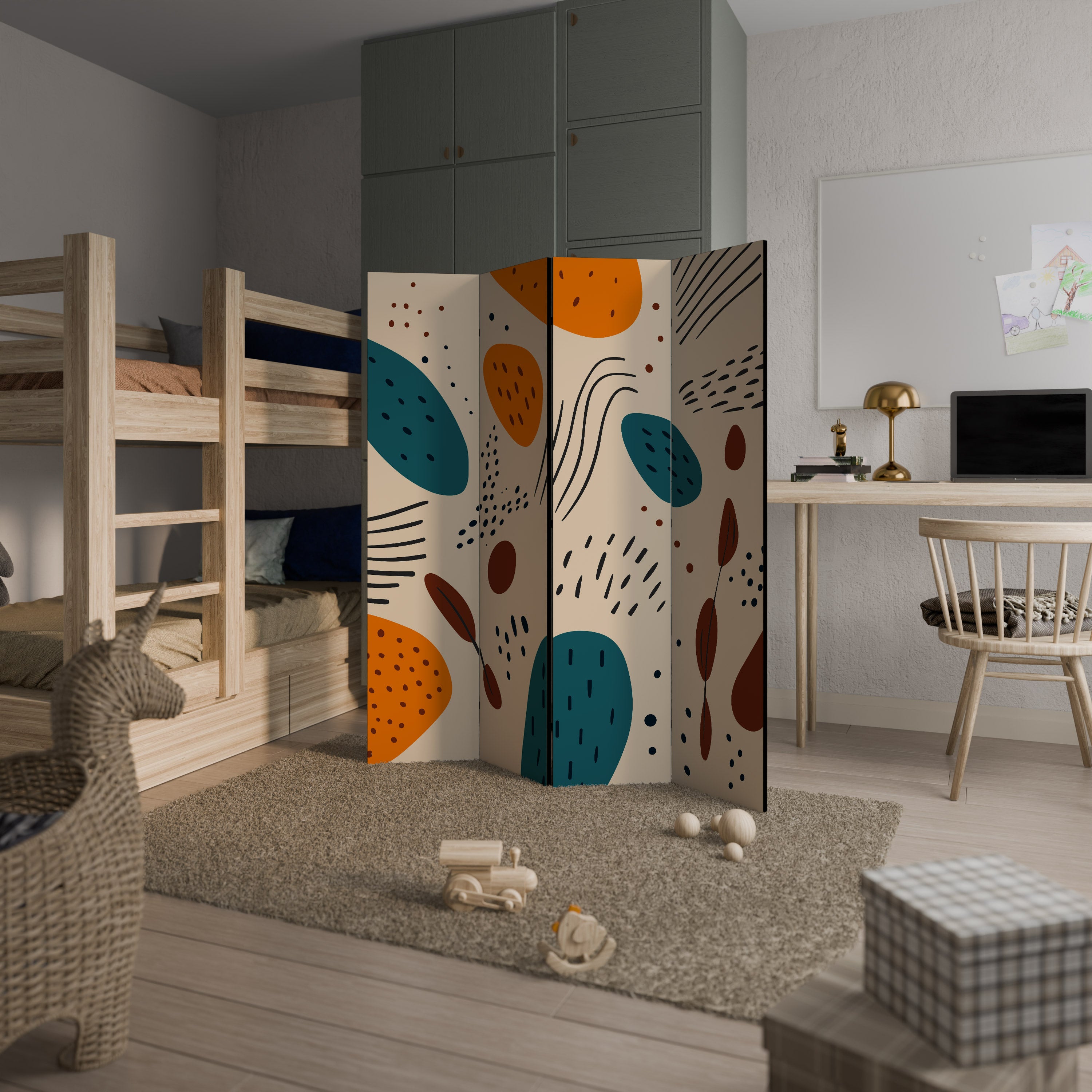 VIBRANT FRENZY 4-Panel Room Divider