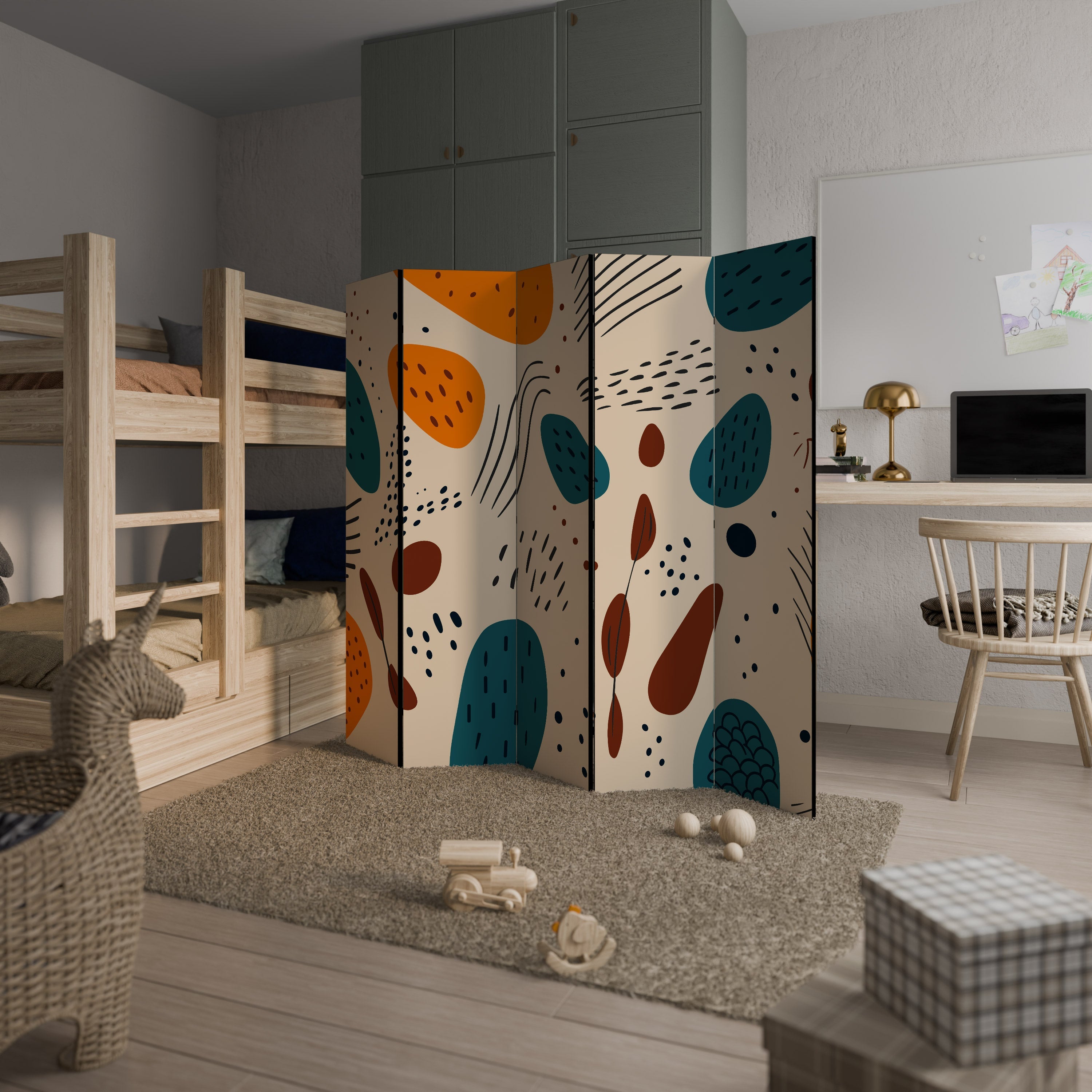 VIBRANT FRENZY Decorative 5-Panel Room Divider