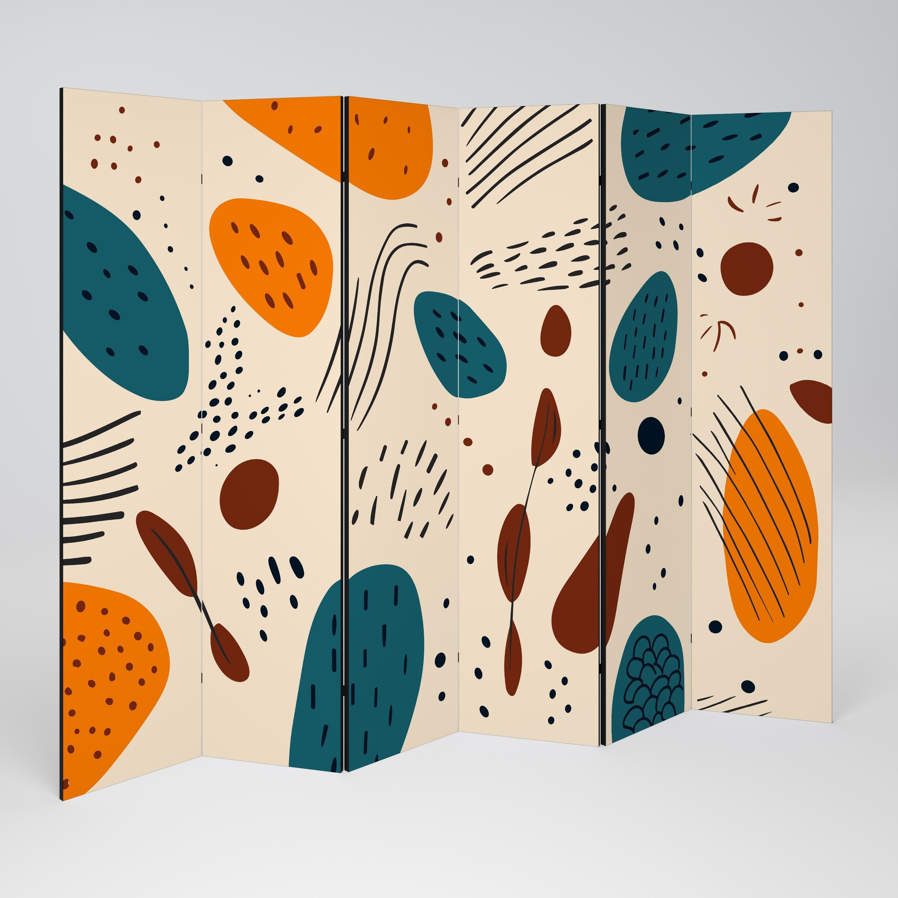 VIBRANT FRENZY Decorative 6-Panel Room Divider