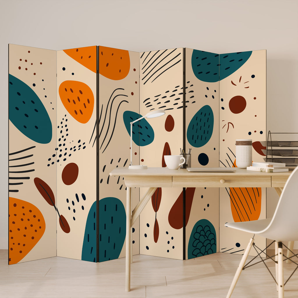 VIBRANT FRENZY Decorative 6-Panel Room Divider