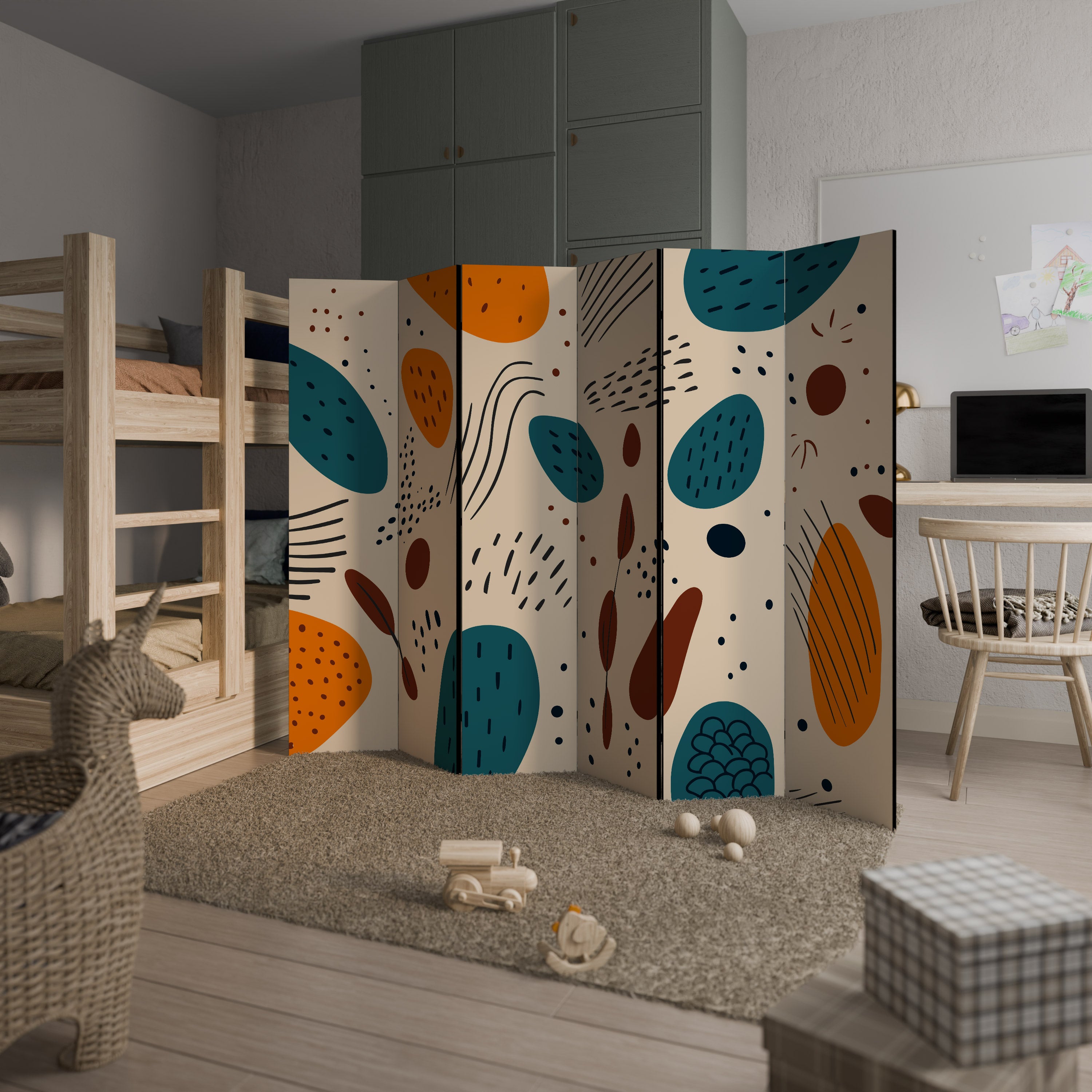 VIBRANT FRENZY 6-Panel Room Divider