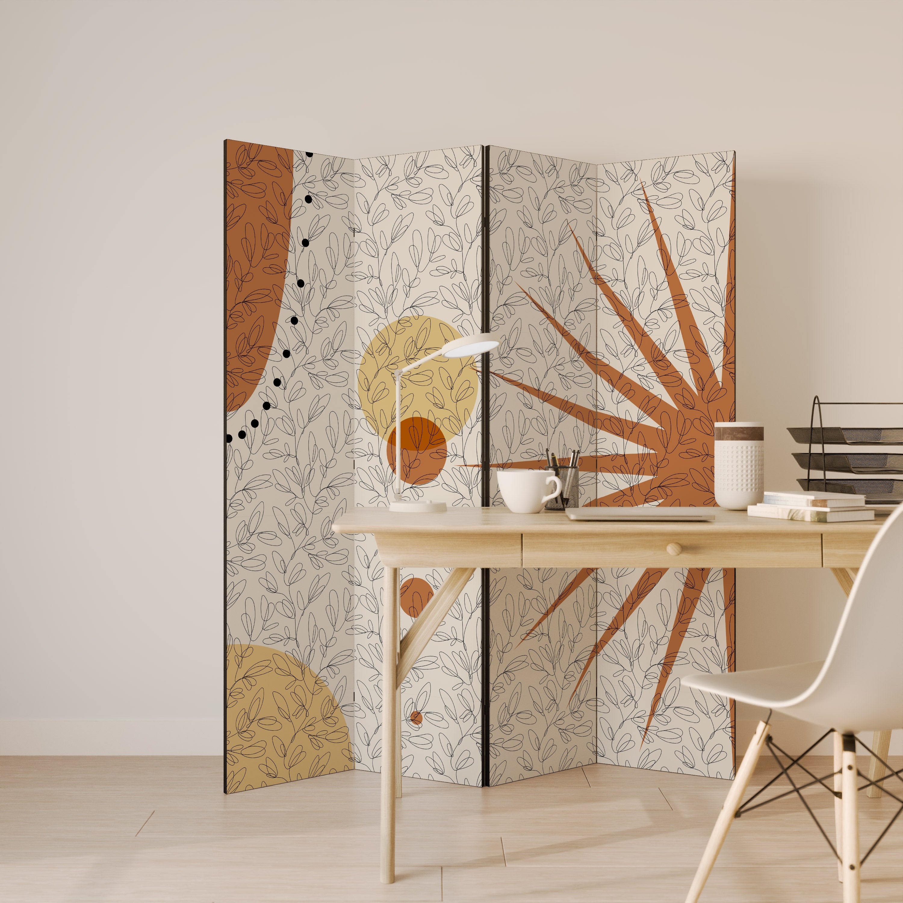 RAYS AND ROUNDELS 4-Panel Room Divider