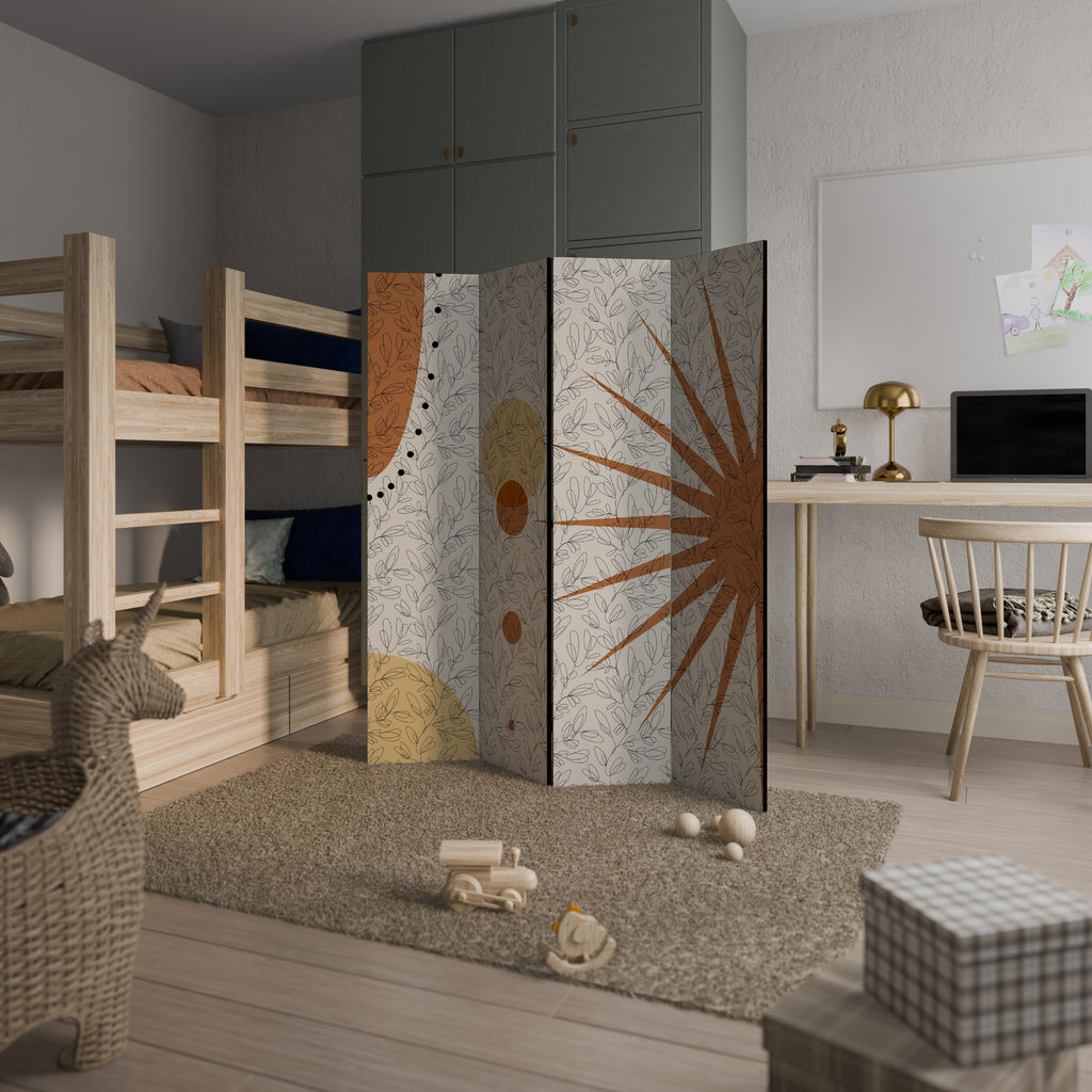 RAYS AND ROUNDELS 4-Panel Room Divider