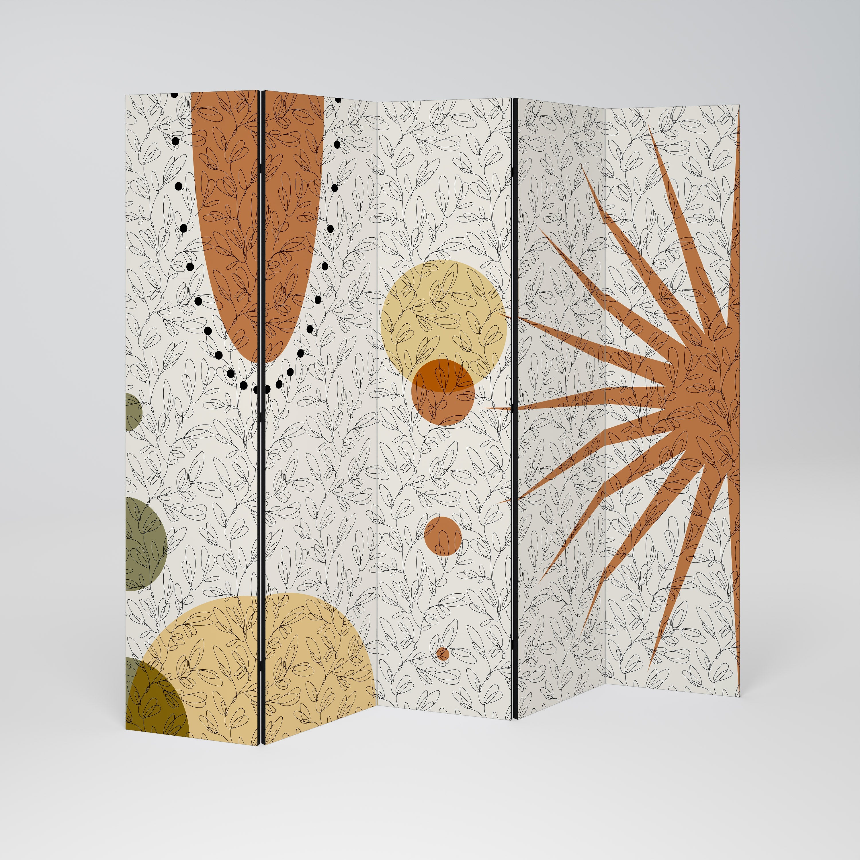 RAYS AND ROUNDELS Decorative 5-Panel Room Divider
