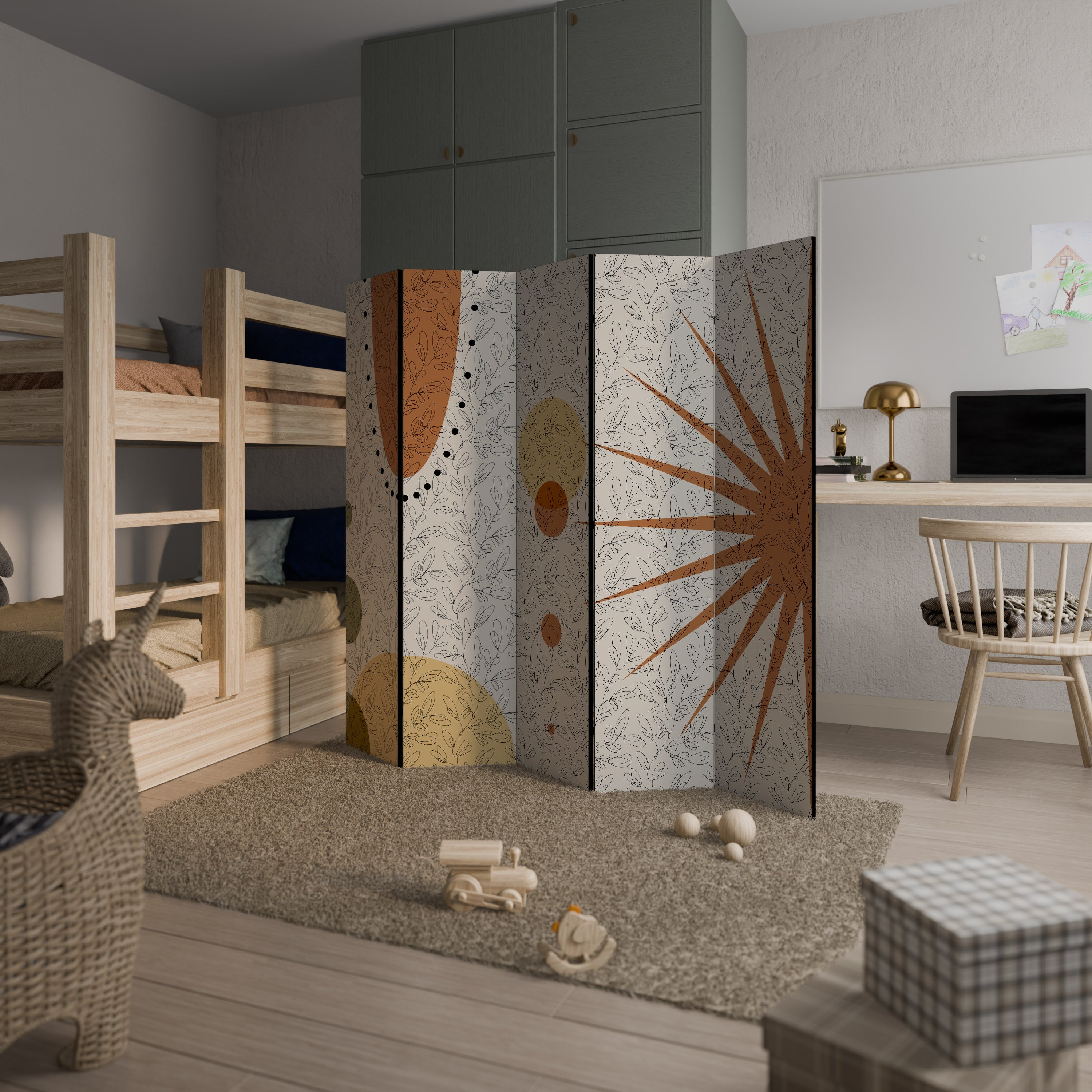 RAYS AND ROUNDELS 5-Panel Room Divider