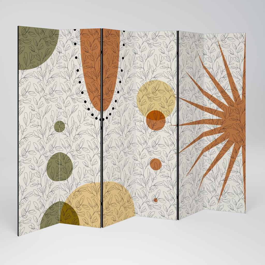 RAYS AND ROUNDELS Decorative 6-Panel Room Divider