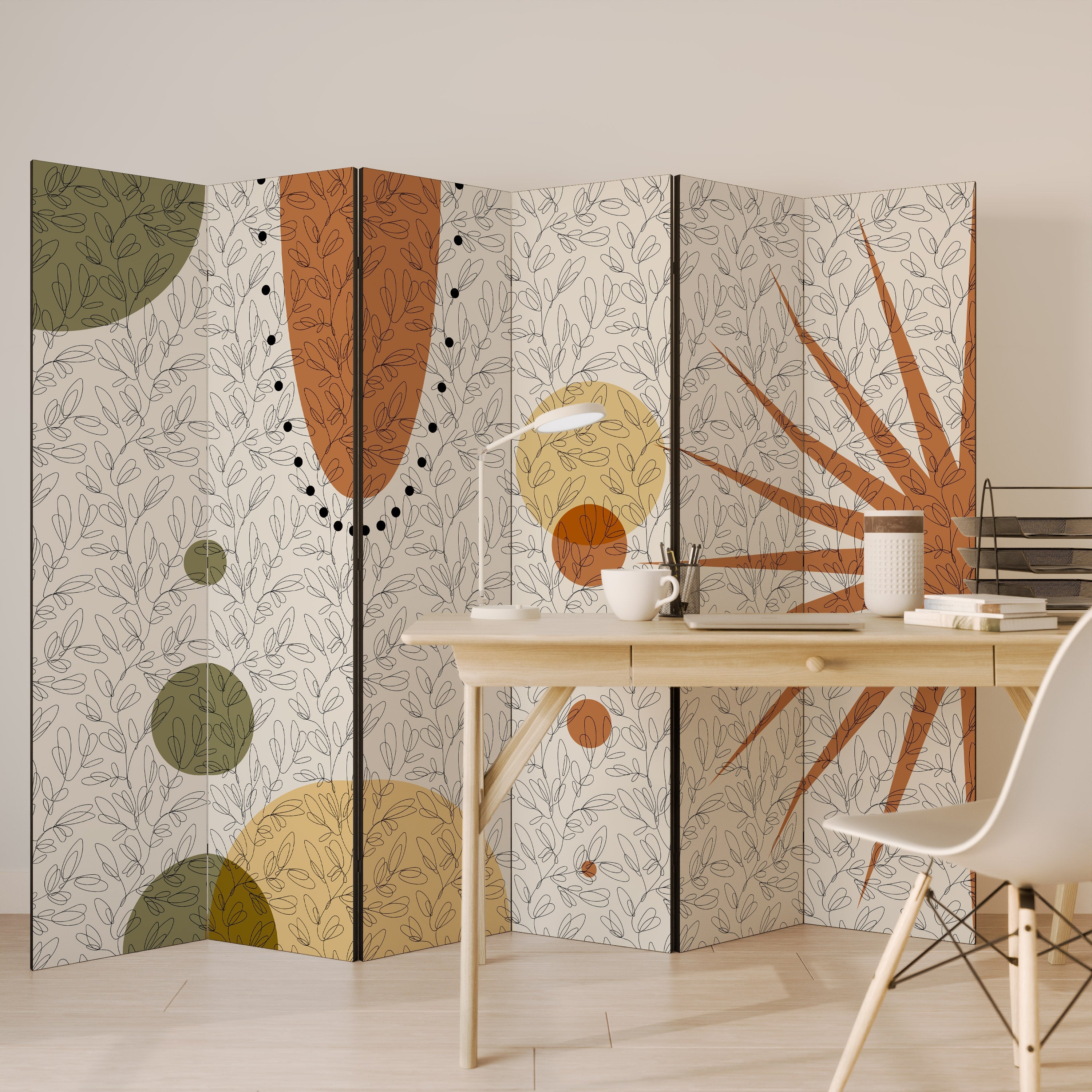 RAYS AND ROUNDELS Decorative 6-Panel Room Divider