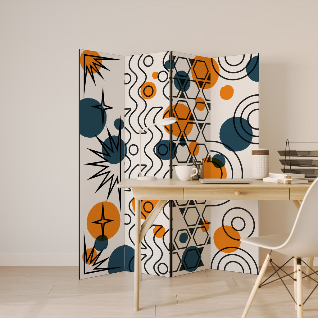 ABSTRACT SYMPHONY FLARE 4-Panel Room Divider
