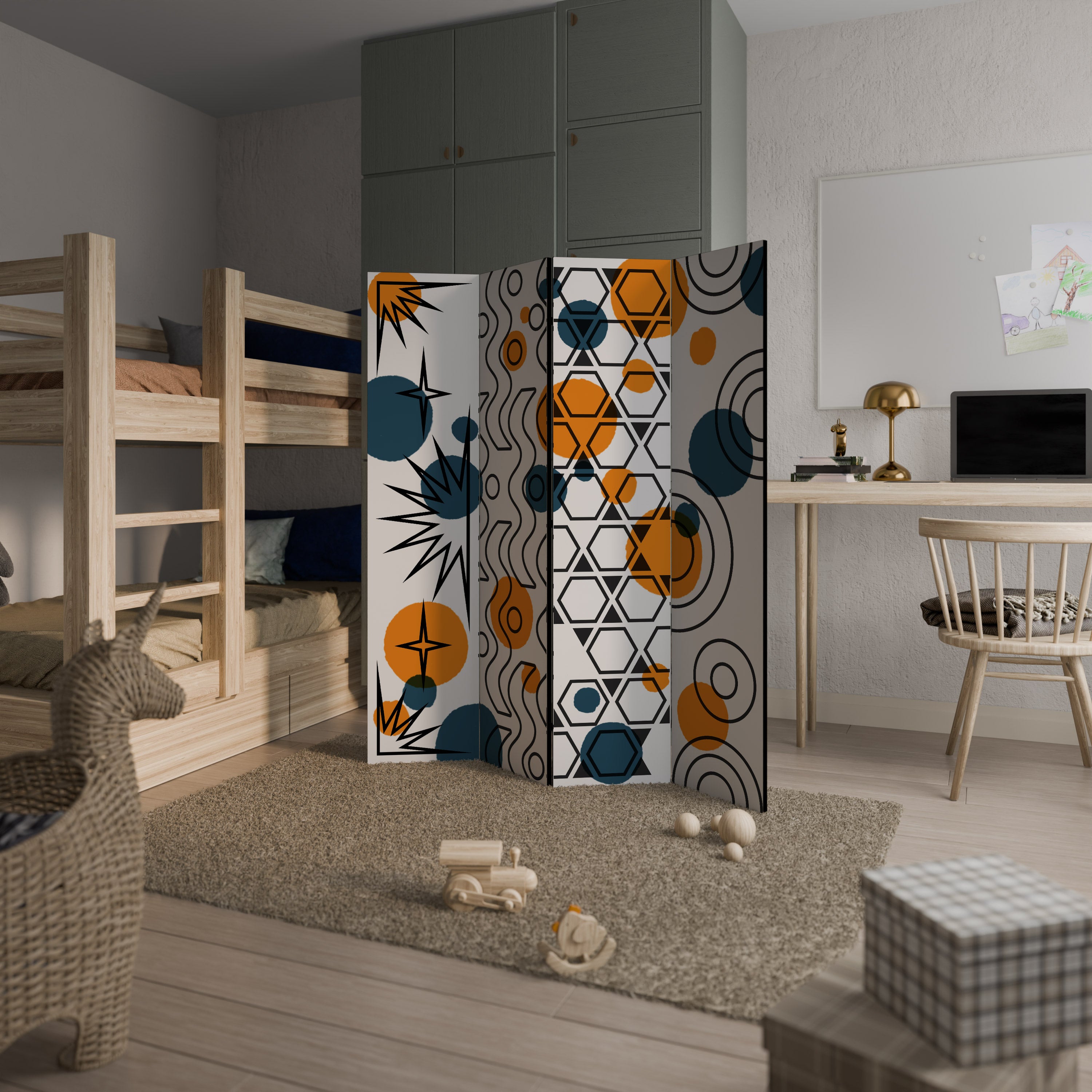 ABSTRACT SYMPHONY FLARE 4-Panel Room Divider