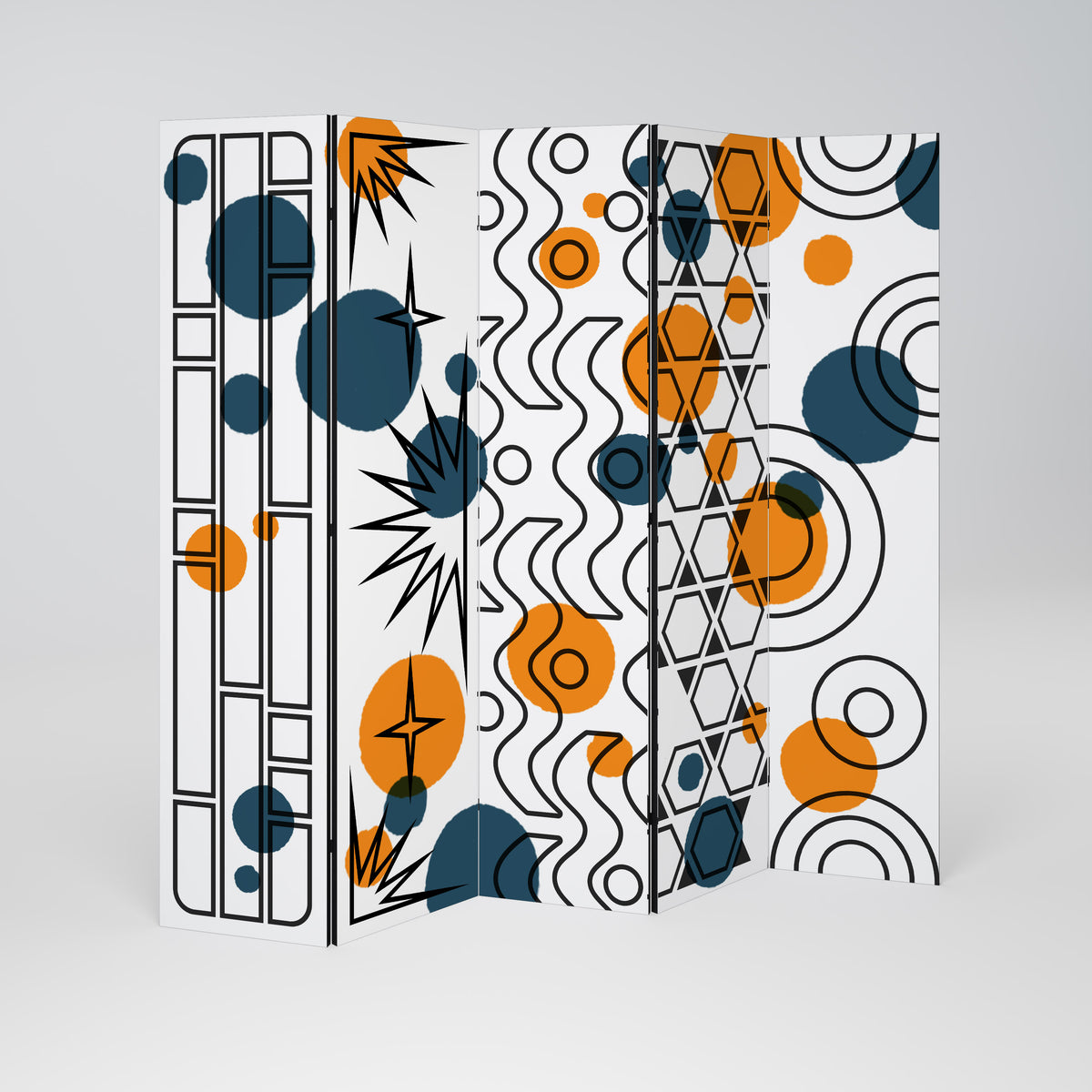 ABSTRACT SYMPHONY FLARE 5-Panel Room Divider