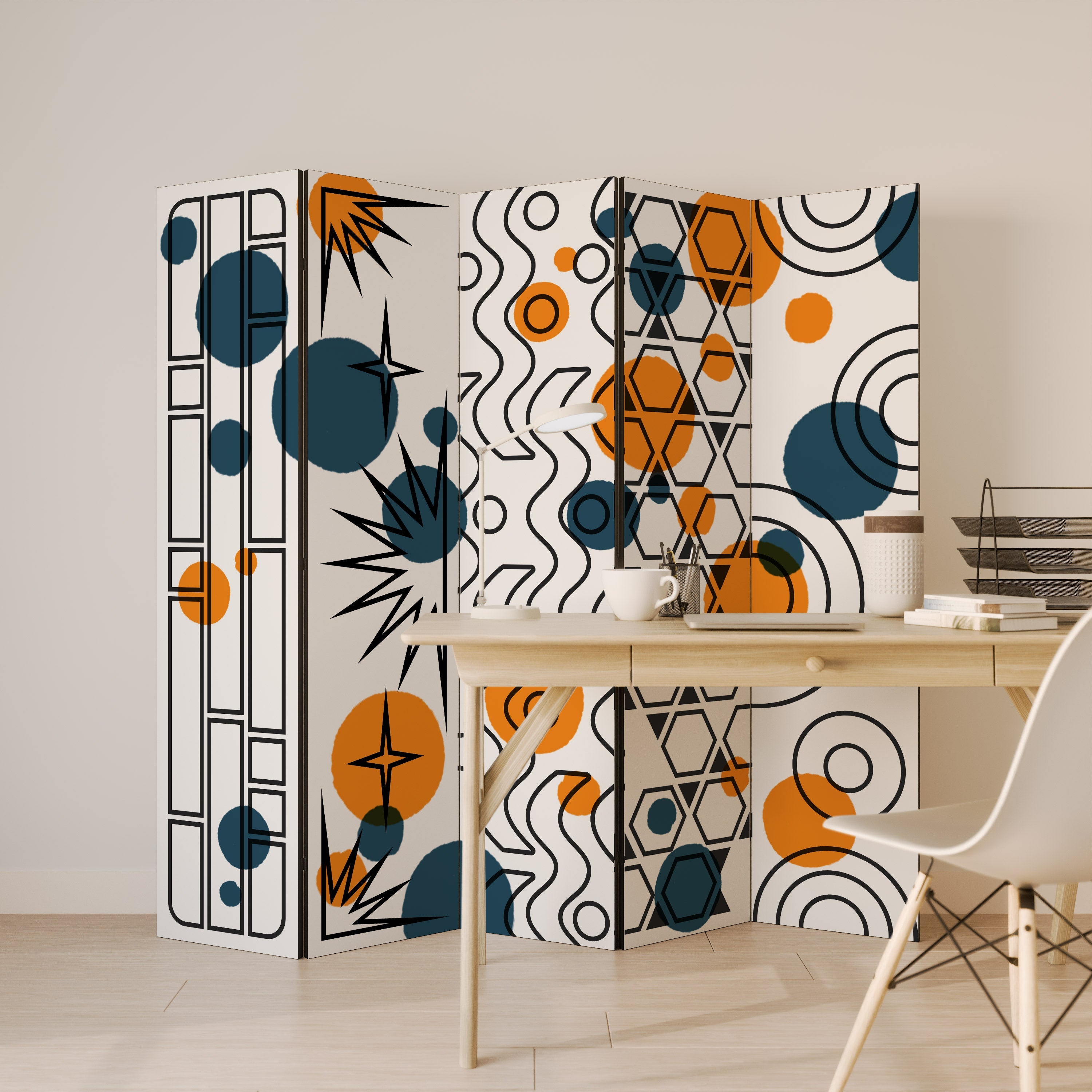 ABSTRACT SYMPHONY FLARE Decorative 5-Panel Room Divider