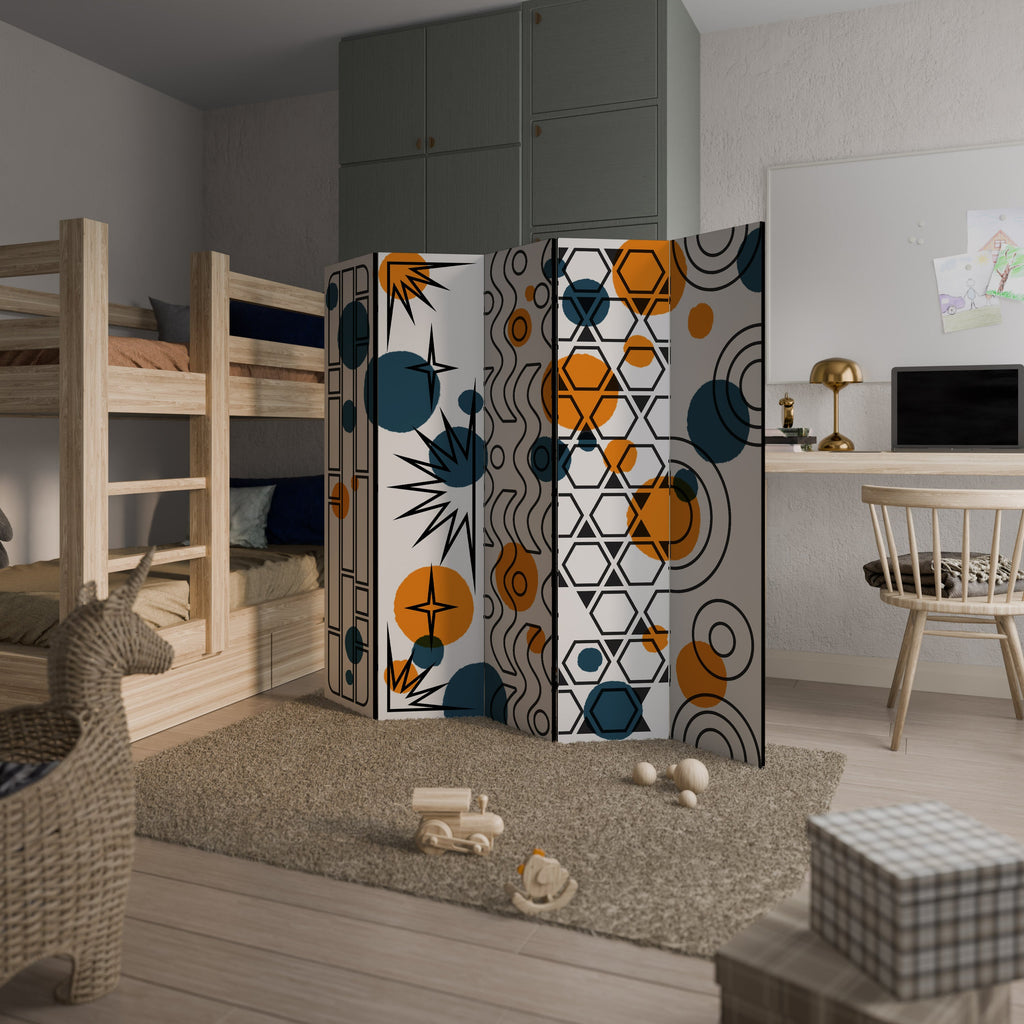 ABSTRACT SYMPHONY FLARE Decorative 5-Panel Room Divider