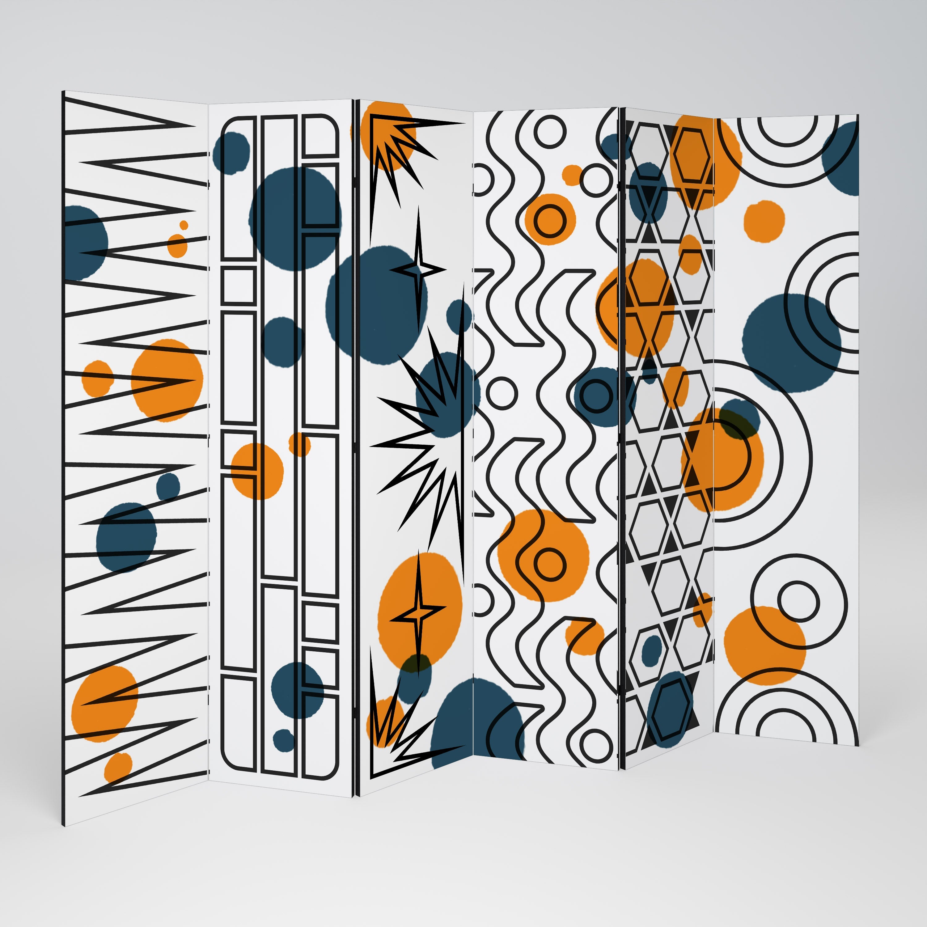 ABSTRACT SYMPHONY FLARE Decorative 6-Panel Room Divider