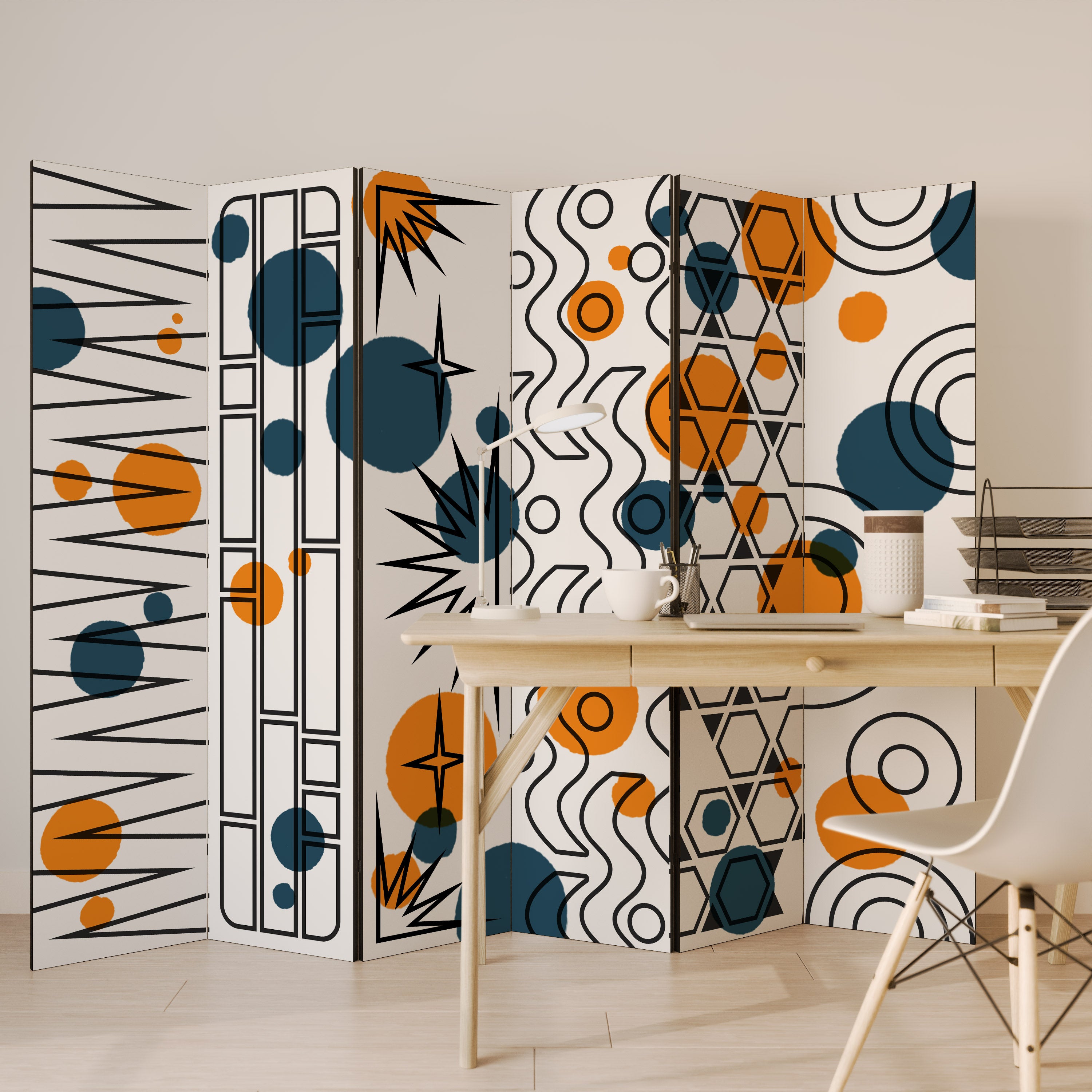 ABSTRACT SYMPHONY FLARE 6-Panel Room Divider
