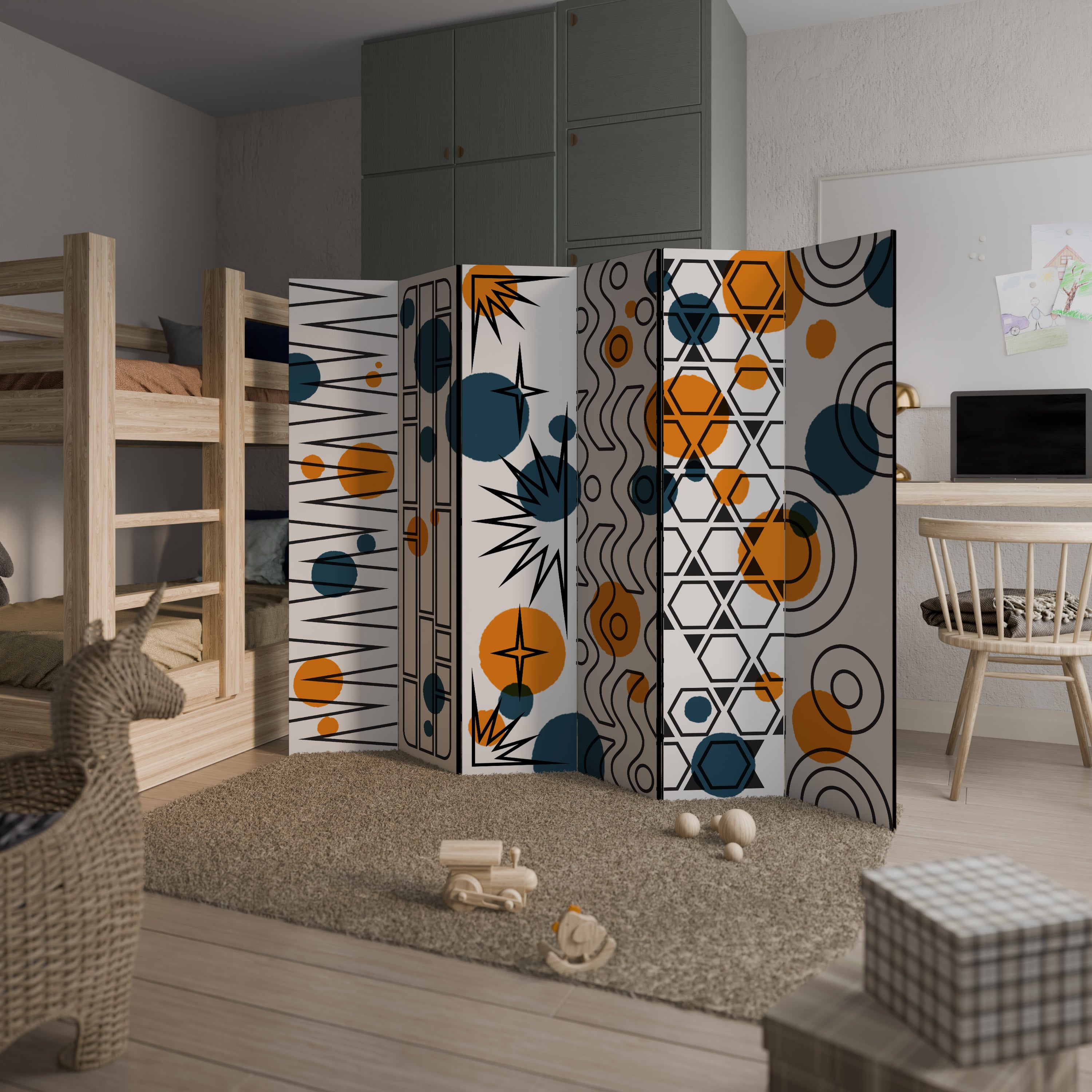 ABSTRACT SYMPHONY FLARE 6-Panel Room Divider