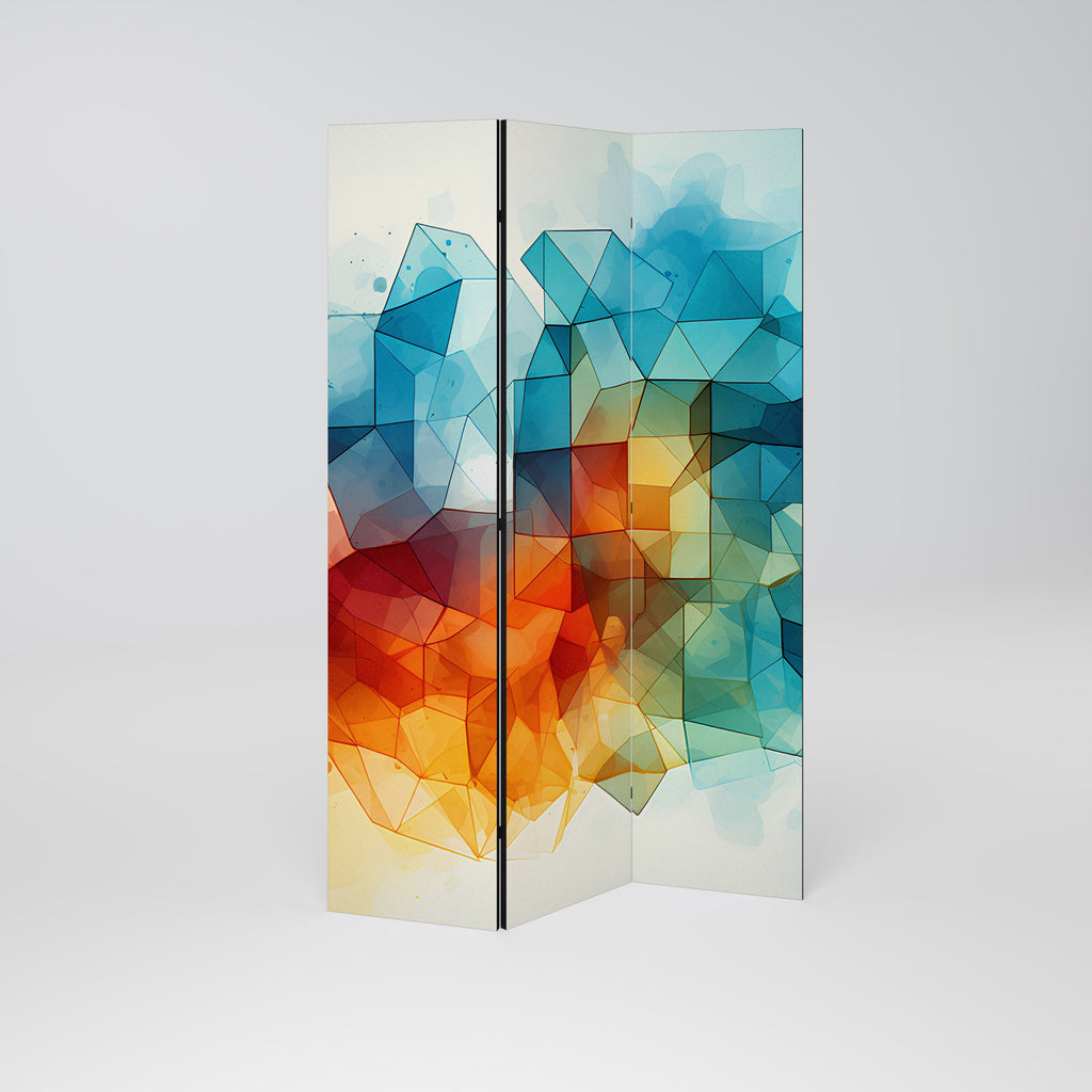 VIBRANT FACETS UNITE Decorative 3-Panel Room Divider
