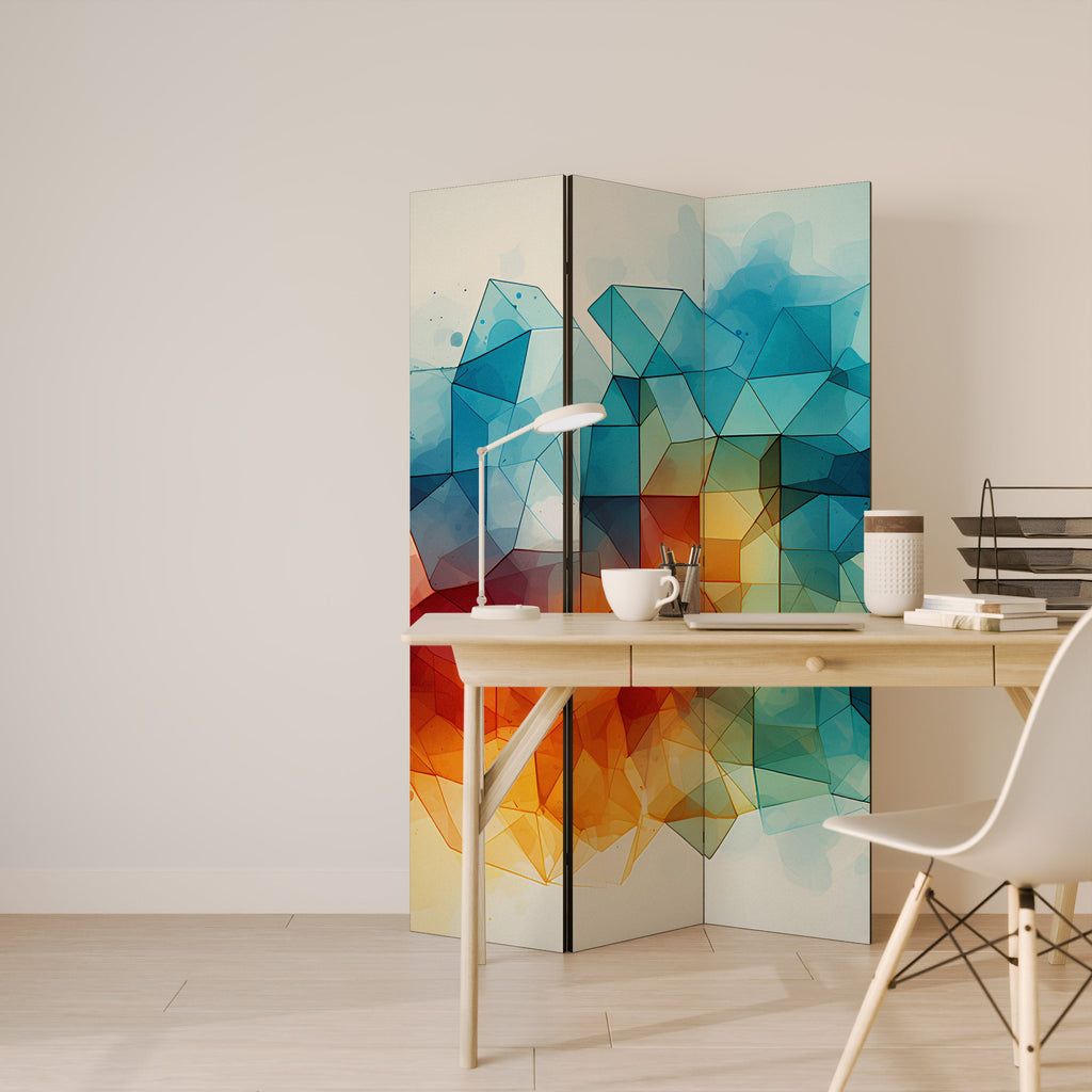 VIBRANT FACETS UNITE Decorative 3-Panel Room Divider