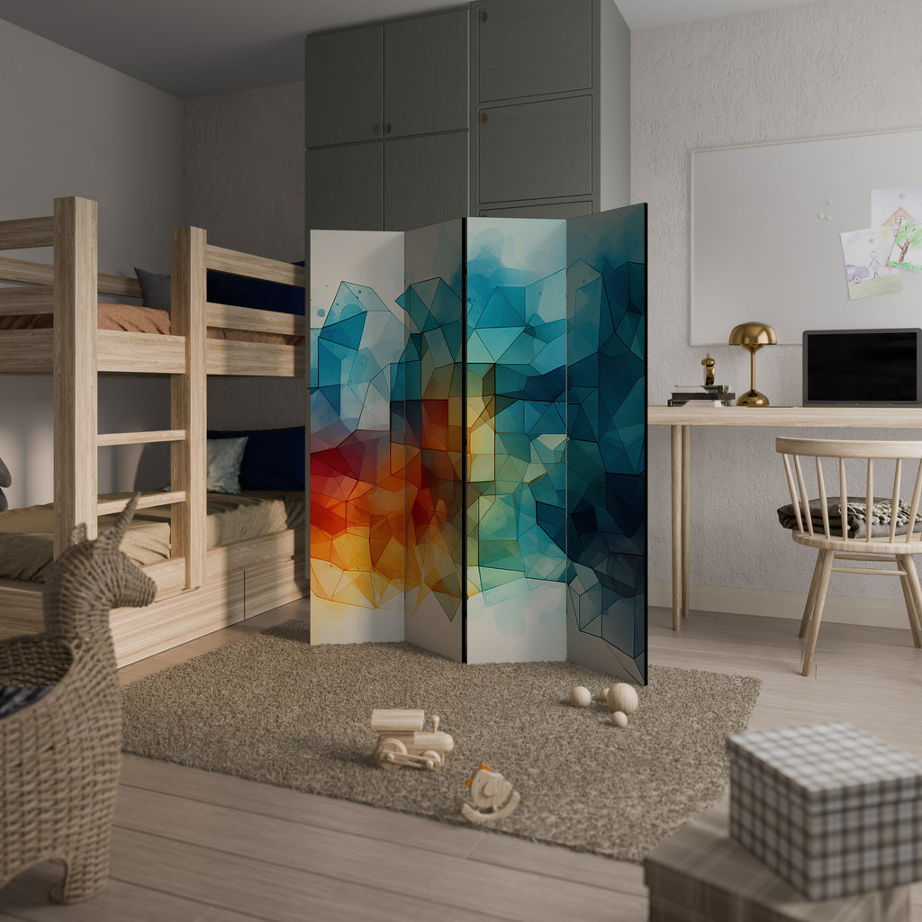 VIBRANT FACETS UNITE Decorative 4-Panel Room Divider
