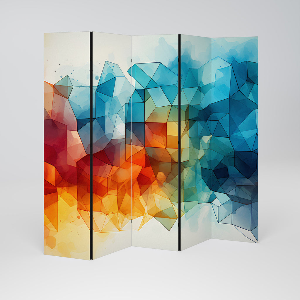 VIBRANT FACETS UNITE Decorative 5-Panel Room Divider