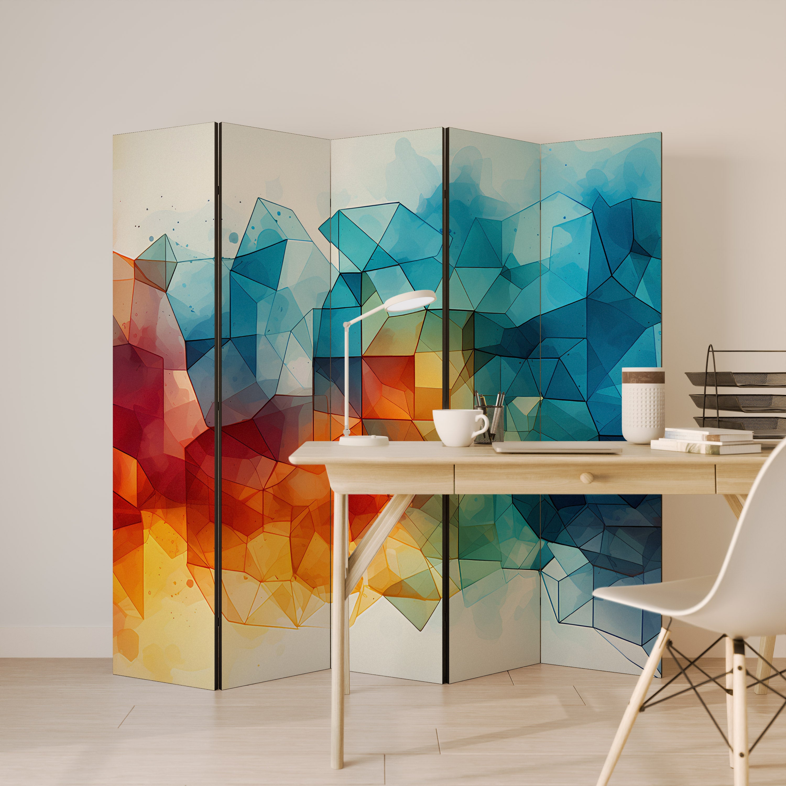 VIBRANT FACETS UNITE 5-Panel Room Divider