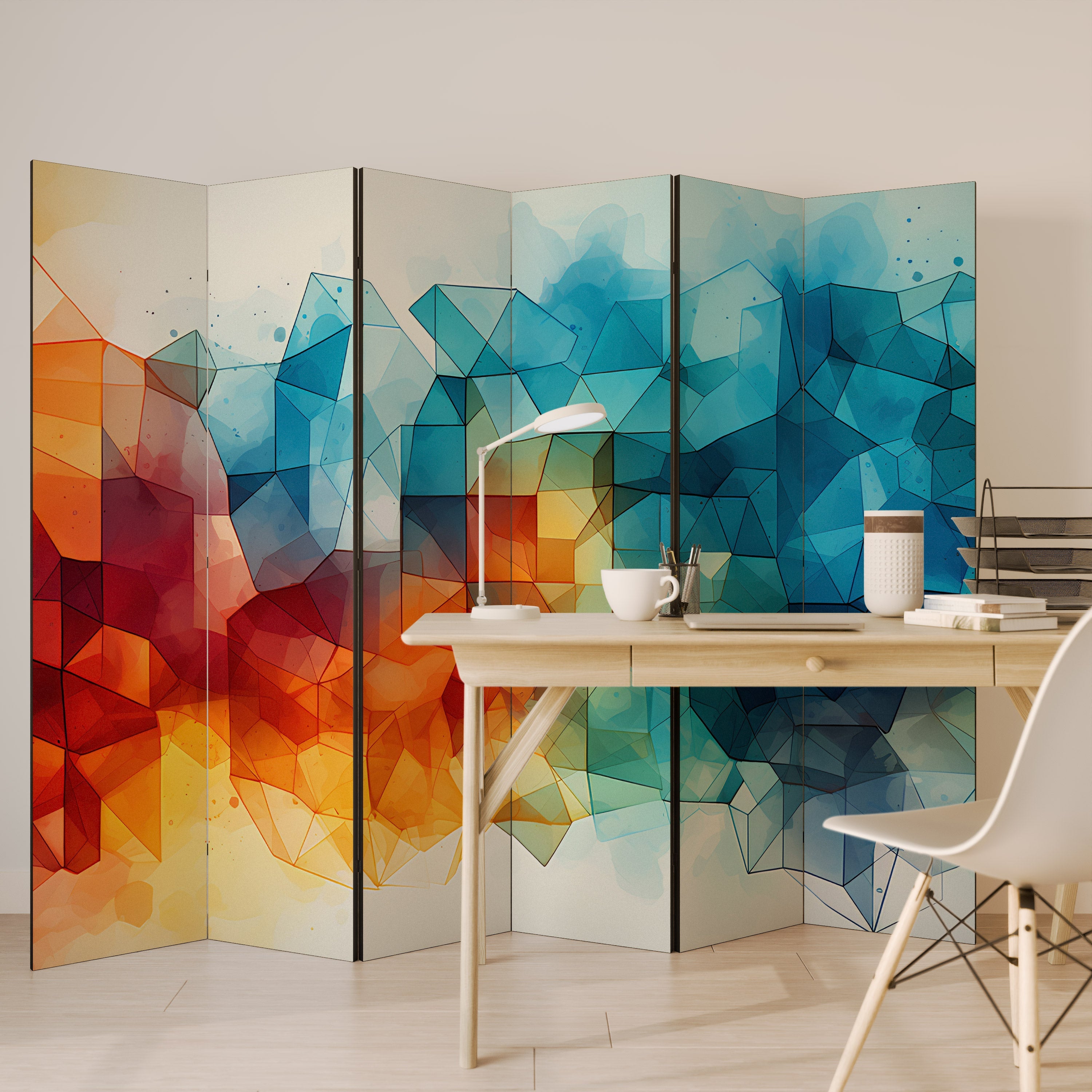 VIBRANT FACETS UNITE Decorative 6-Panel Room Divider