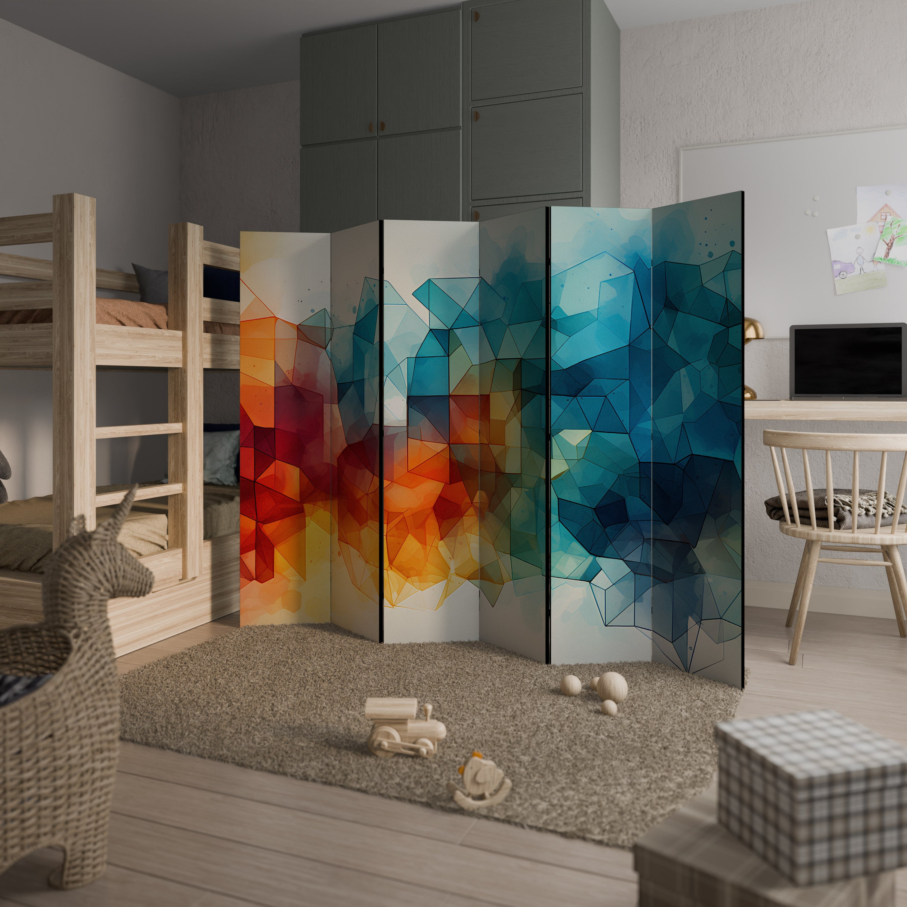 VIBRANT FACETS UNITE Decorative 6-Panel Room Divider