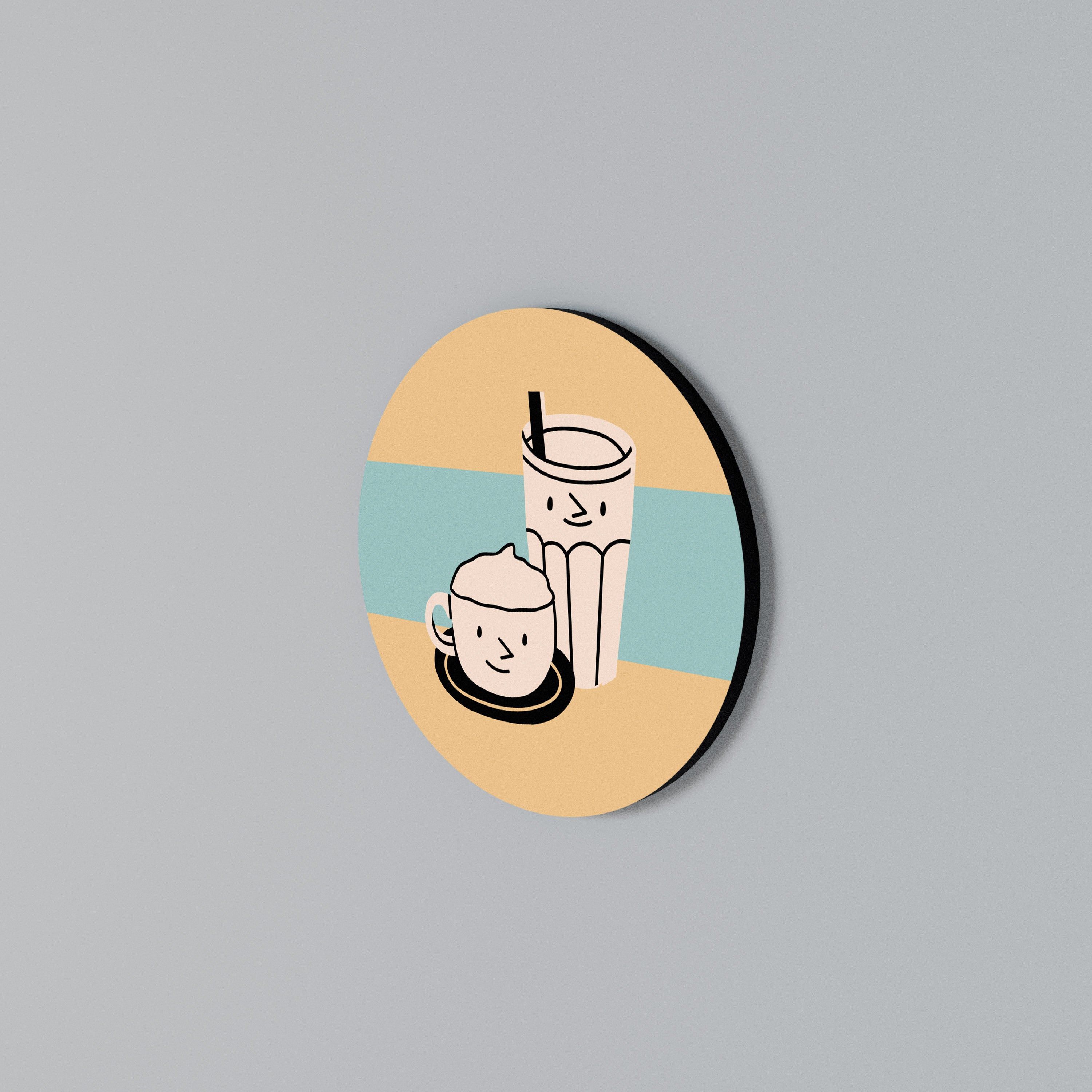 COFFEE PLEASURES Round Wall Art