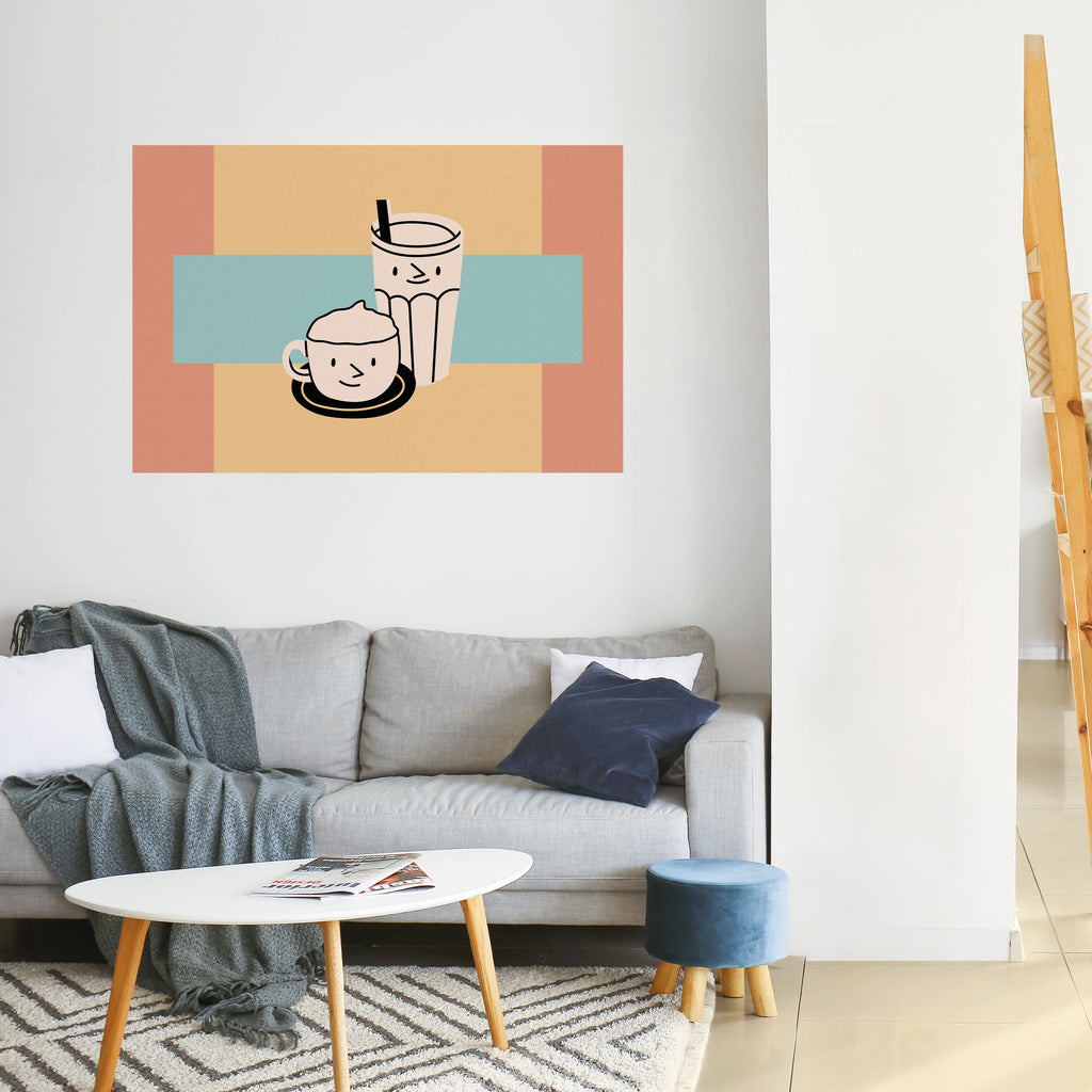 Affiche horizontale autocollante « PLAISIRS DU CAFÉ »