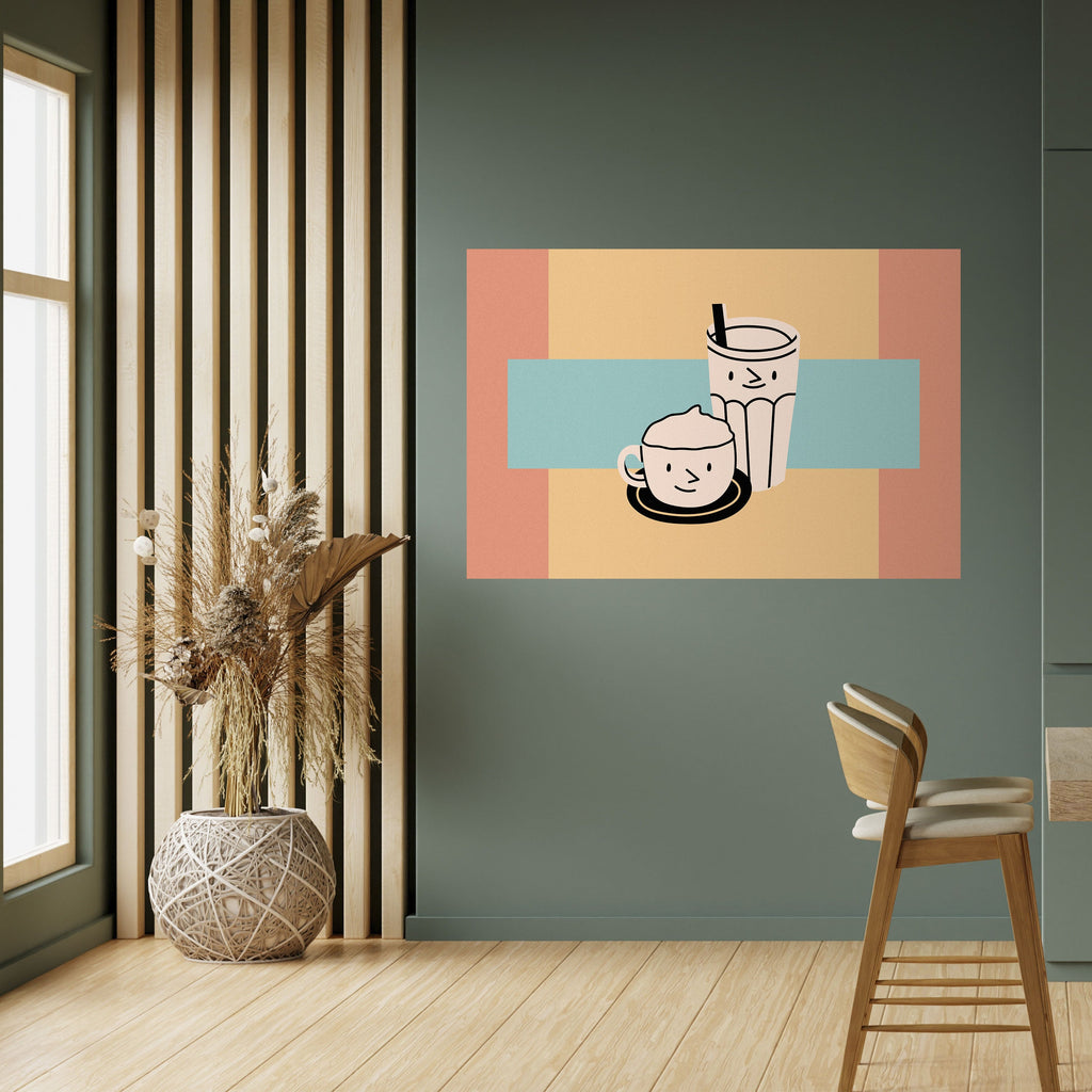 Affiche horizontale autocollante « PLAISIRS DU CAFÉ »