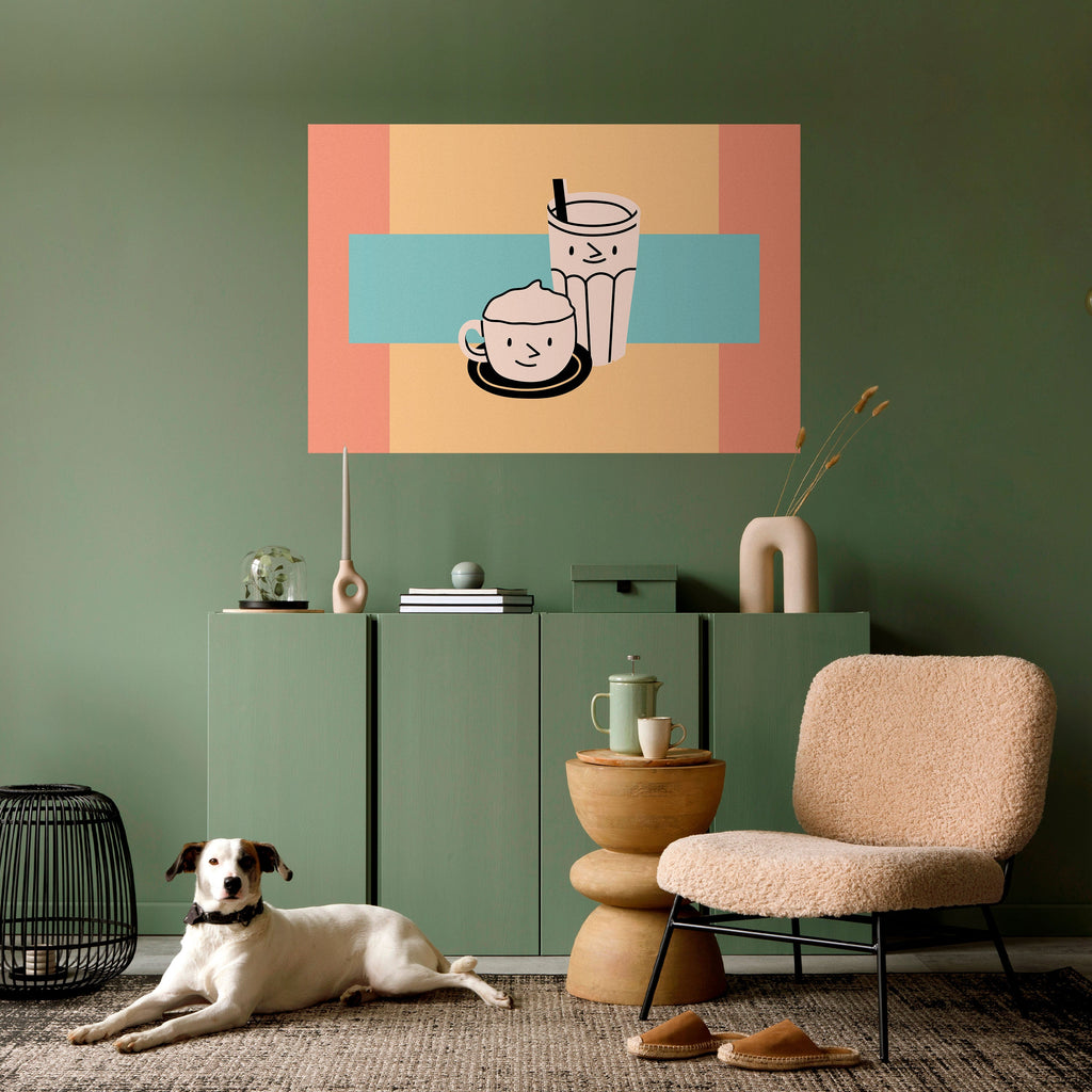 Affiche horizontale autocollante « PLAISIRS DU CAFÉ »