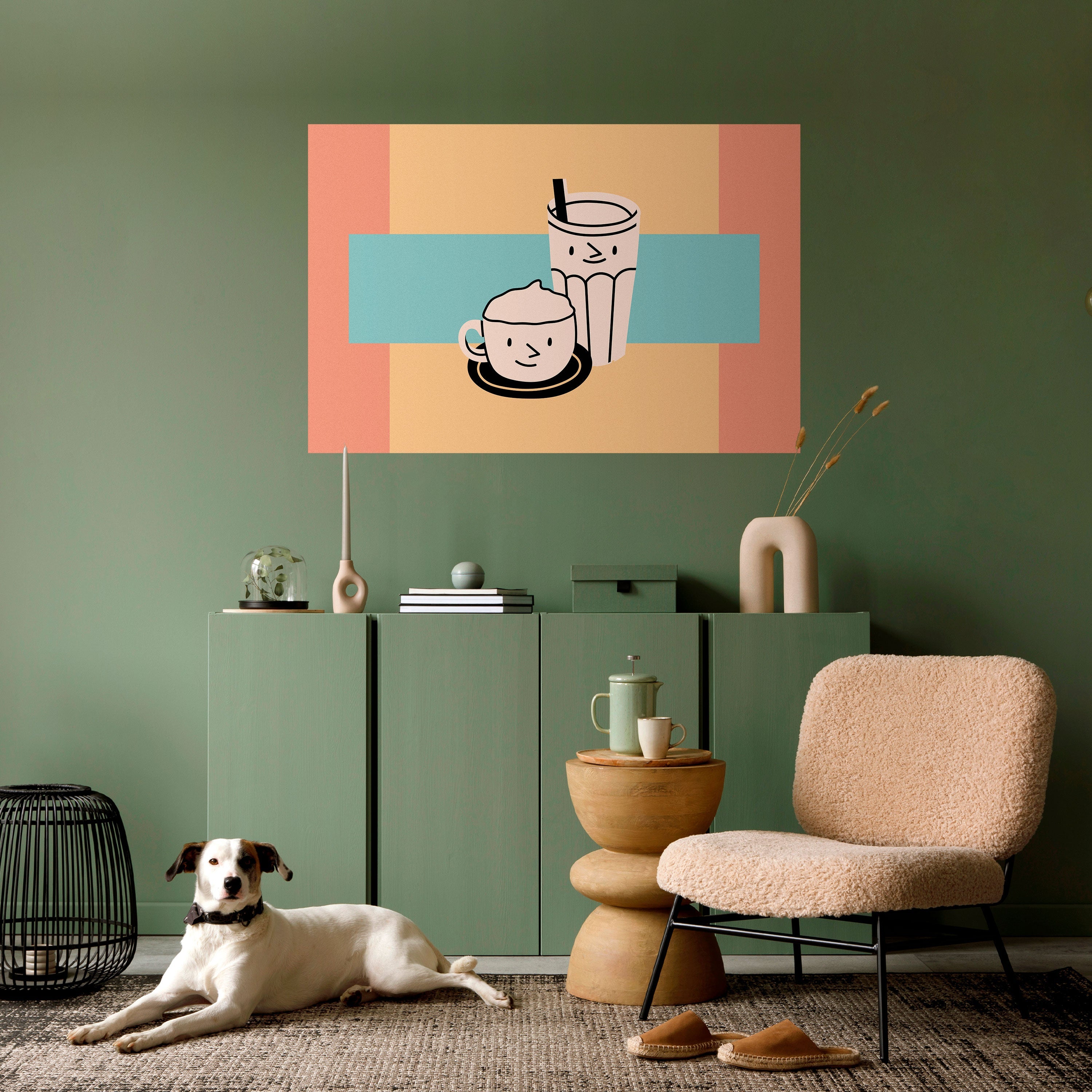 Affiche horizontale autocollante « PLAISIRS DU CAFÉ »