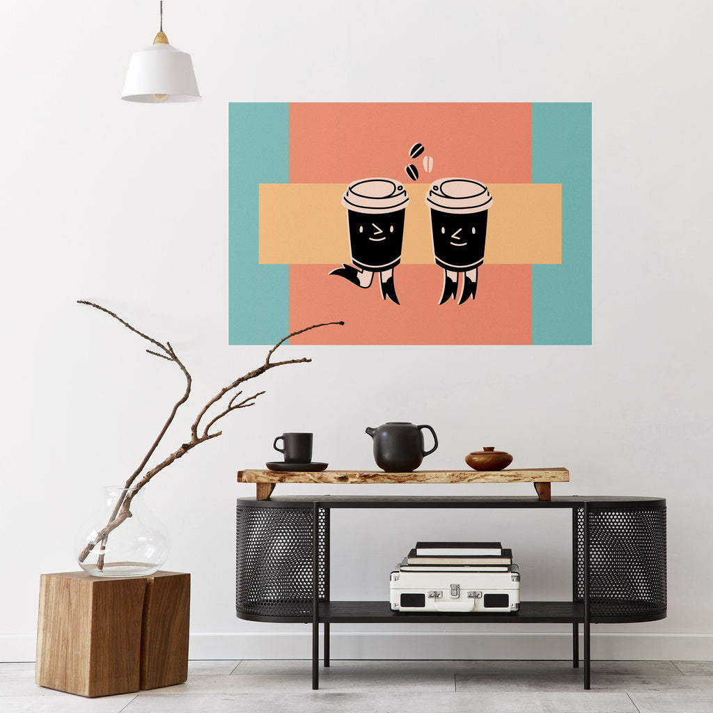 Affiche horizontale autocollante « JOYFUL COFFEE »