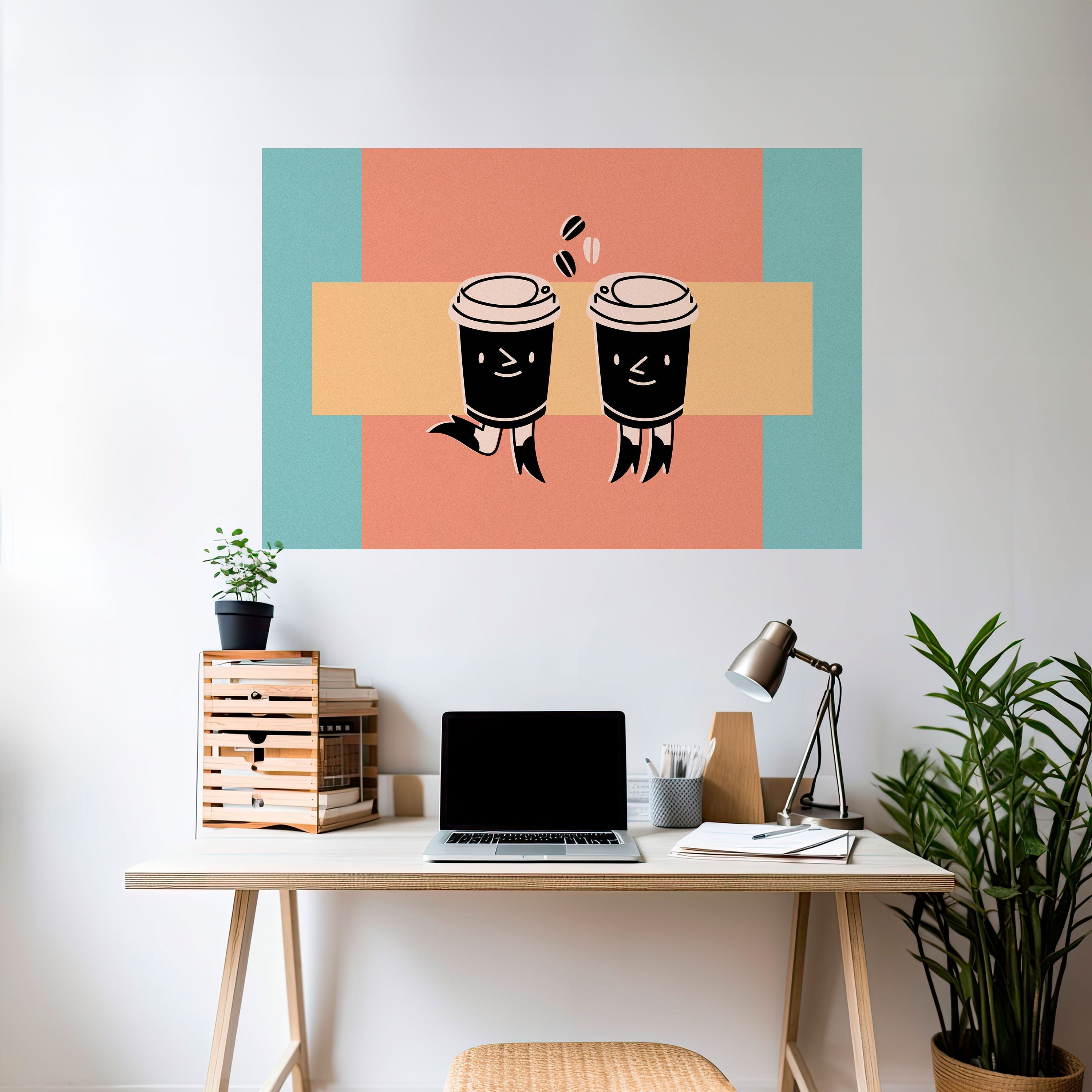 Affiche horizontale autocollante « JOYFUL COFFEE »