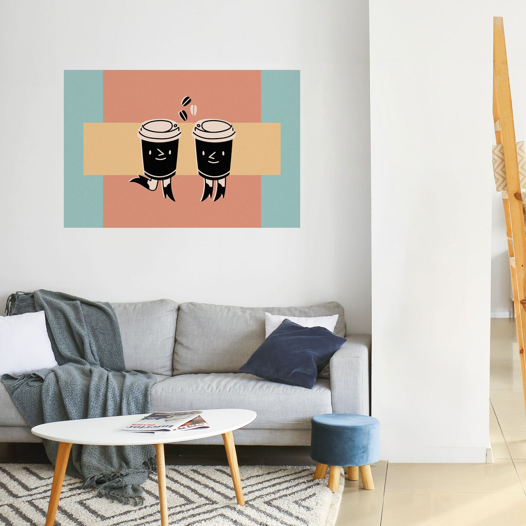 Affiche horizontale autocollante « JOYFUL COFFEE »