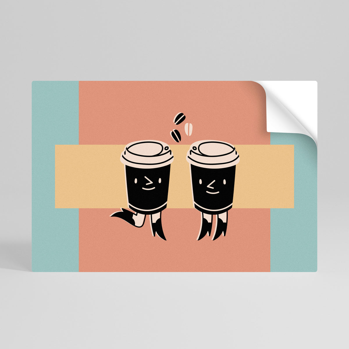 JOYFUL COFFEE Peel and Stick Horizontal Poster